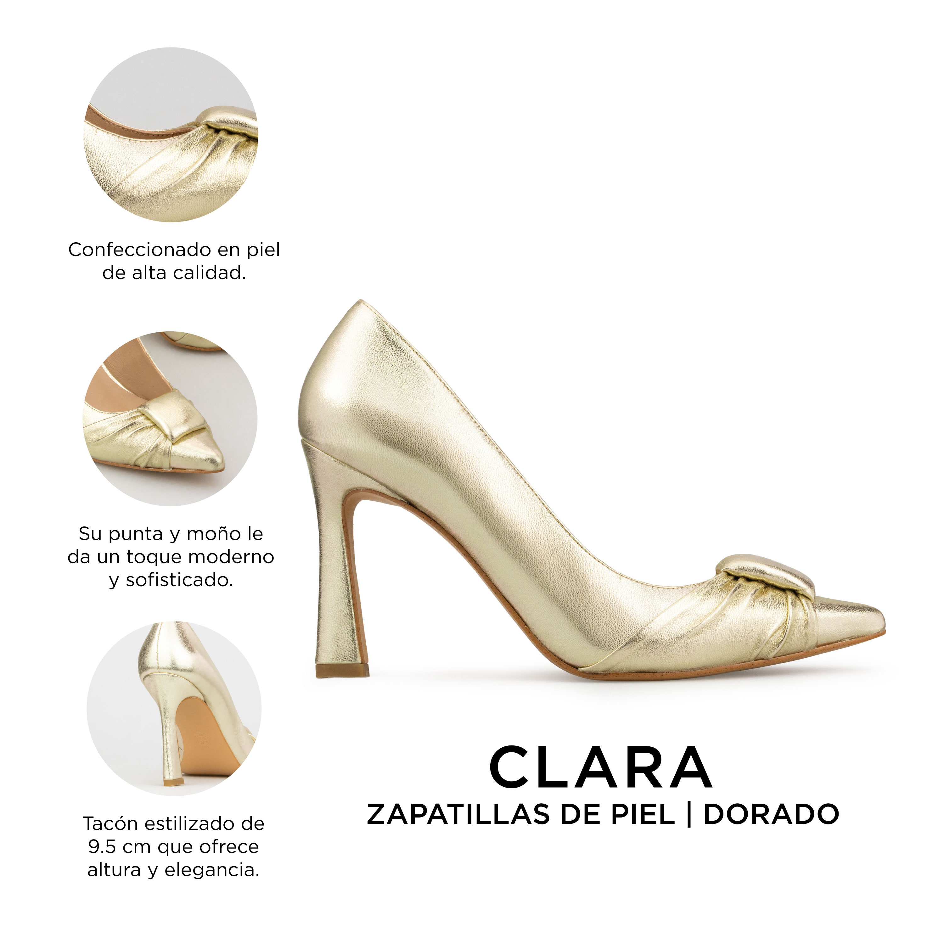 Zapatillas De Tacón Davenia De Piel Sandalia Para Dama Mod. clara