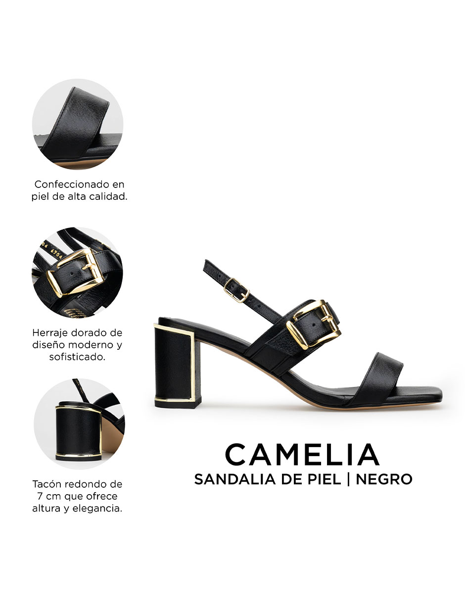 Zapatillas De Tacón Davenia De Piel Sandalia De Tacón Para Dama Mod. Camelia