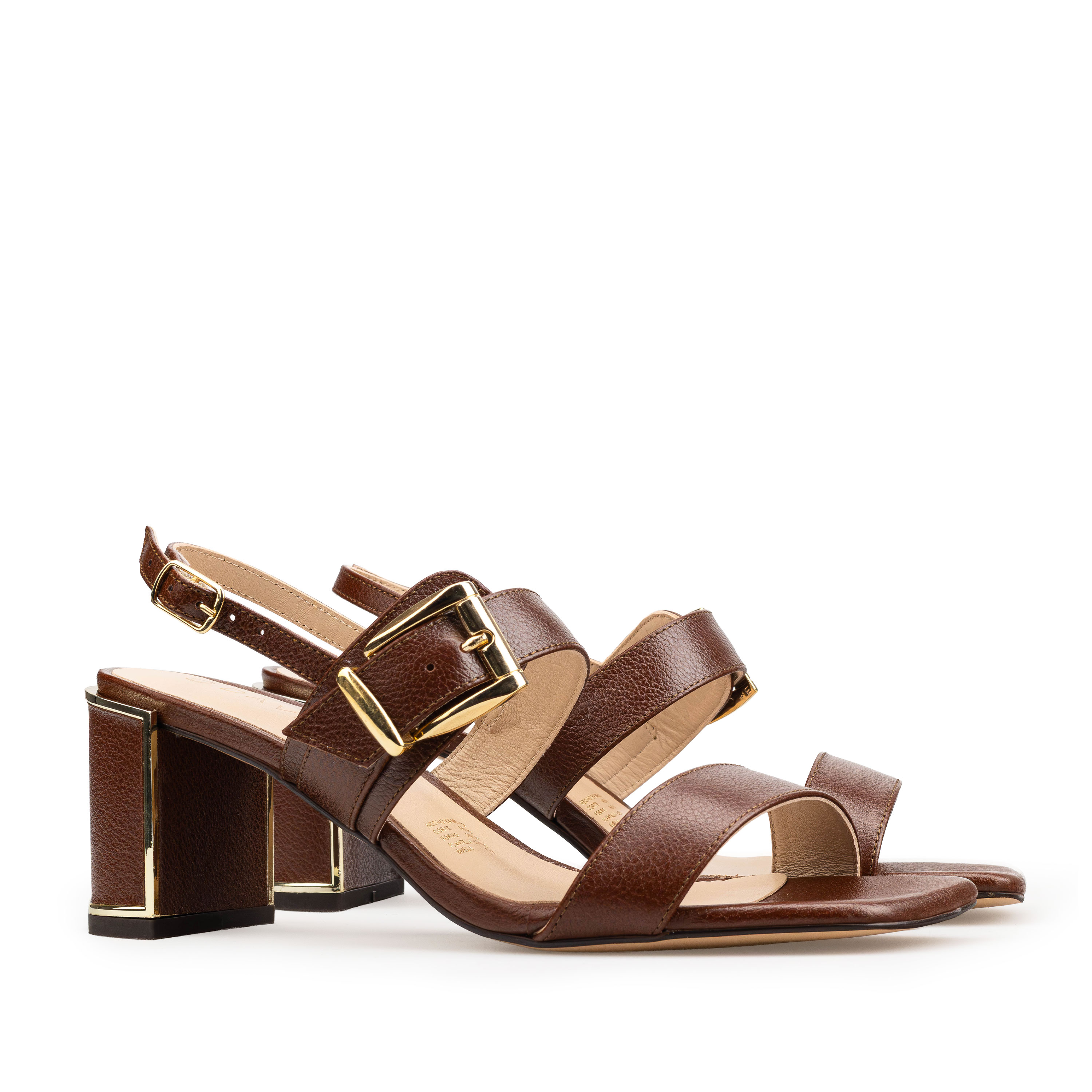 Zapatillas De Tacón Davenia De Piel Sandalia De Tacón Para Dama Mod. Camelia Café