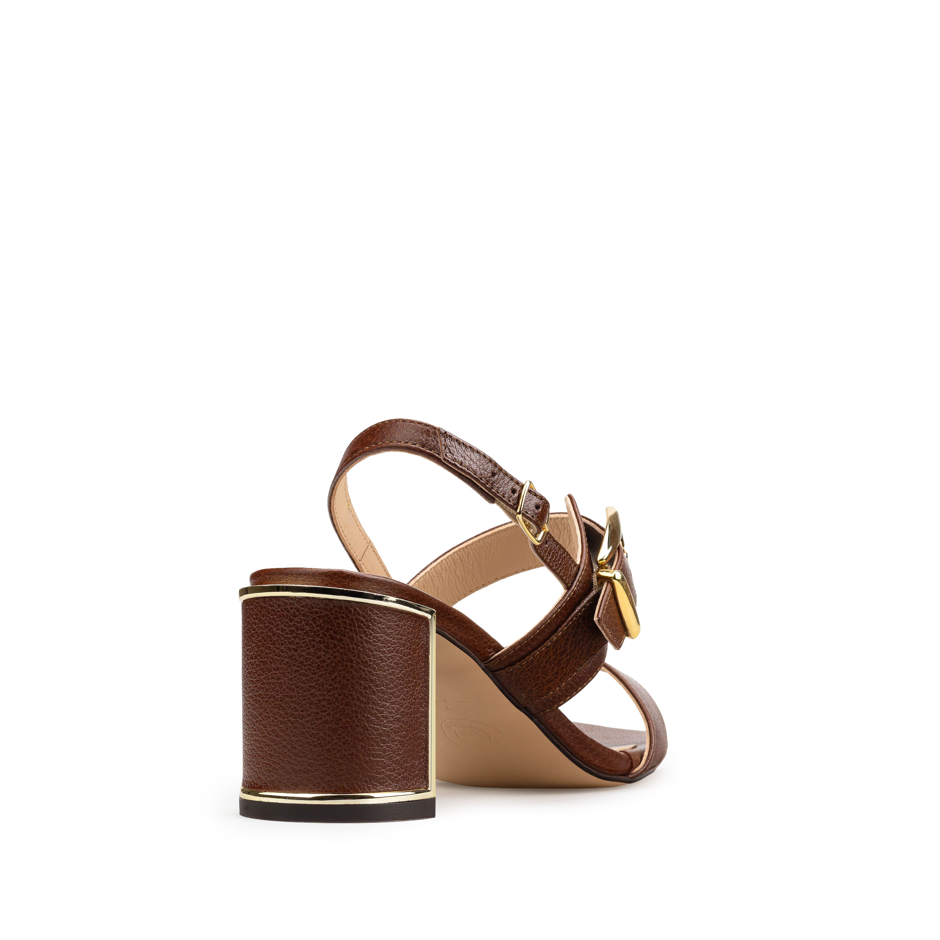 Zapatillas De Tacón Davenia De Piel Sandalia De Tacón Para Dama Mod. Camelia Café