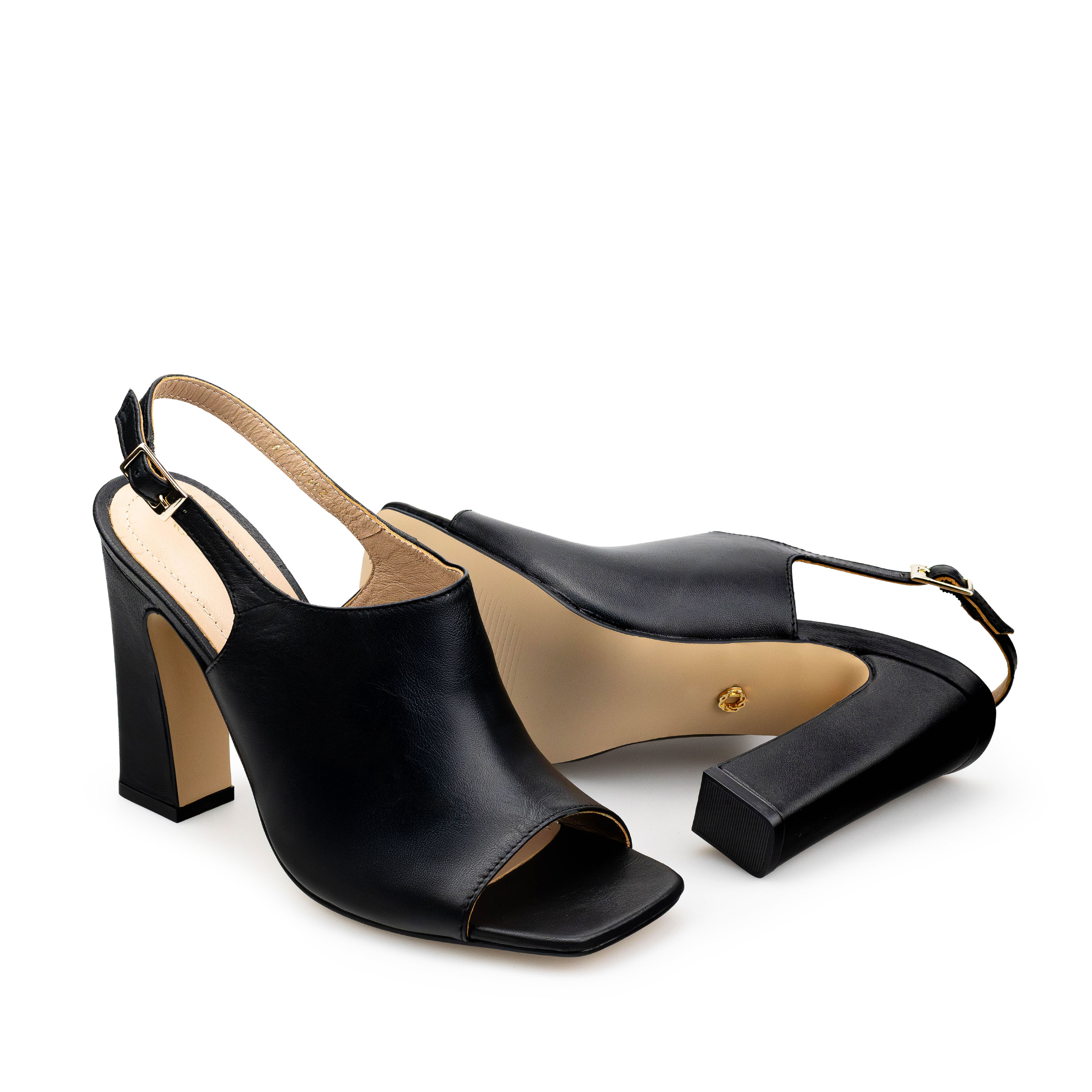 Zapatillas De Tacón Davenia De Piel Sandalia De Tacón Para Dama Mod. Gema