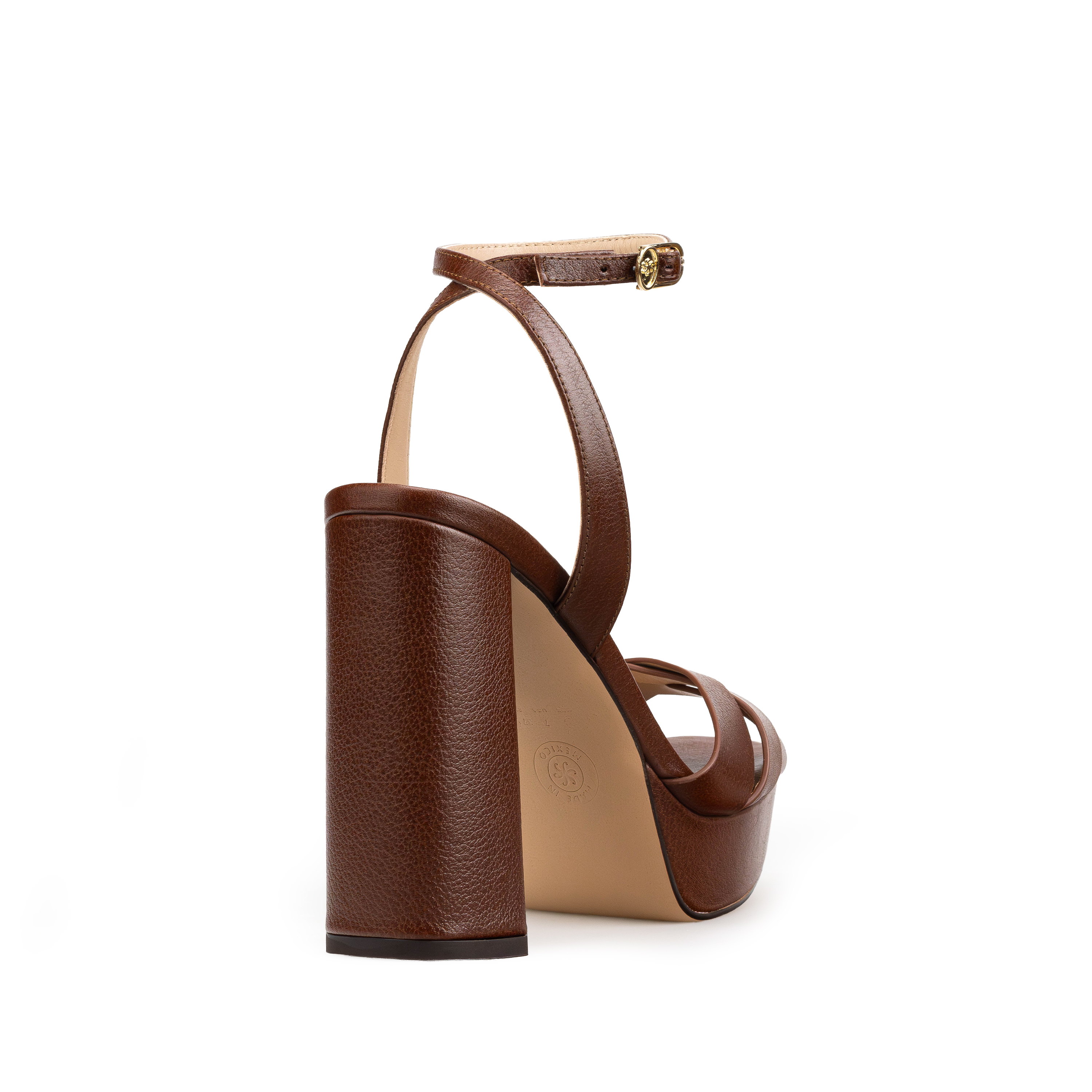 Zapatillas De Tacón Davenia De Piel Sandalia Para Dama Mod. Julieta Café