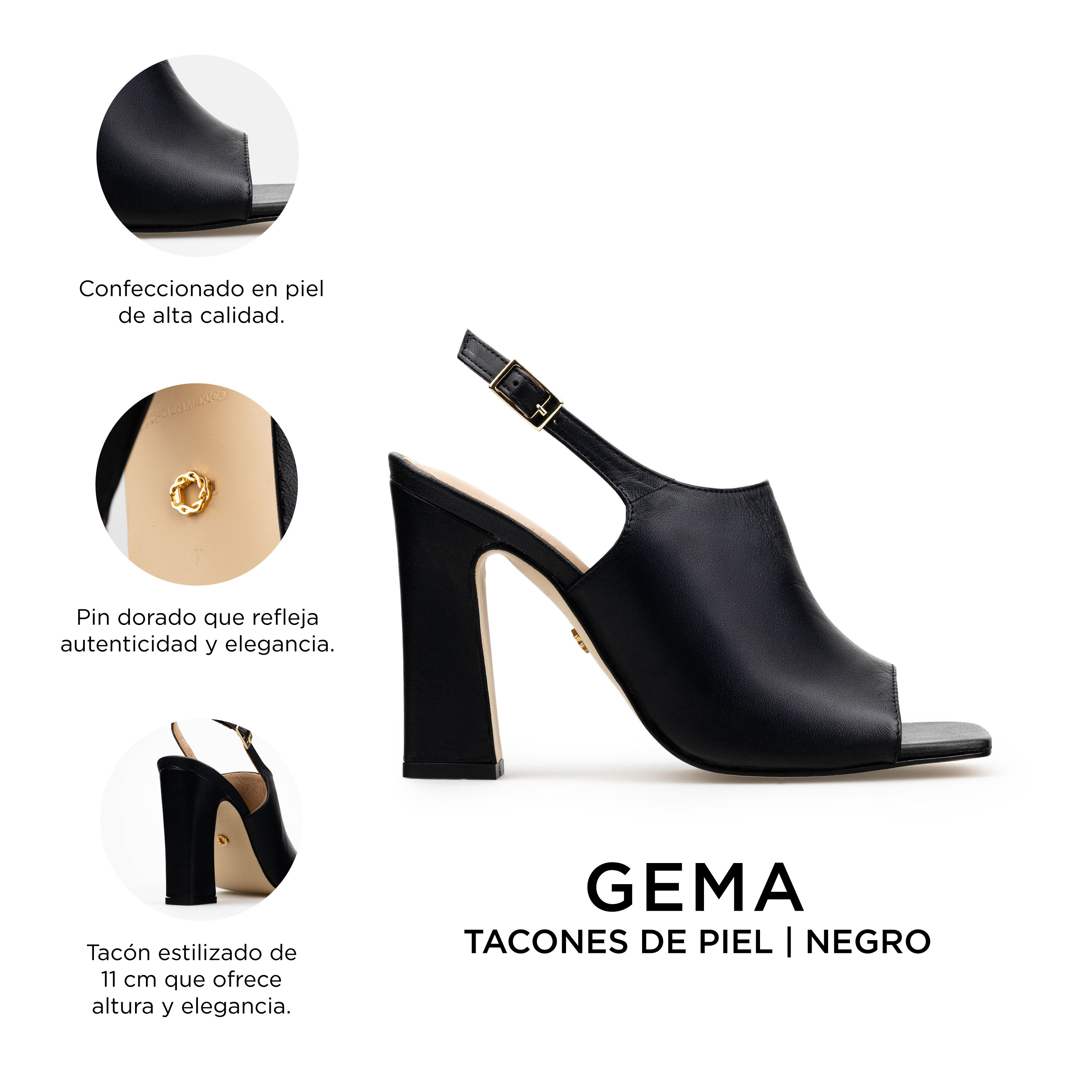 Zapatillas De Tacón Davenia De Piel Sandalia De Tacón Para Dama Mod. Gema