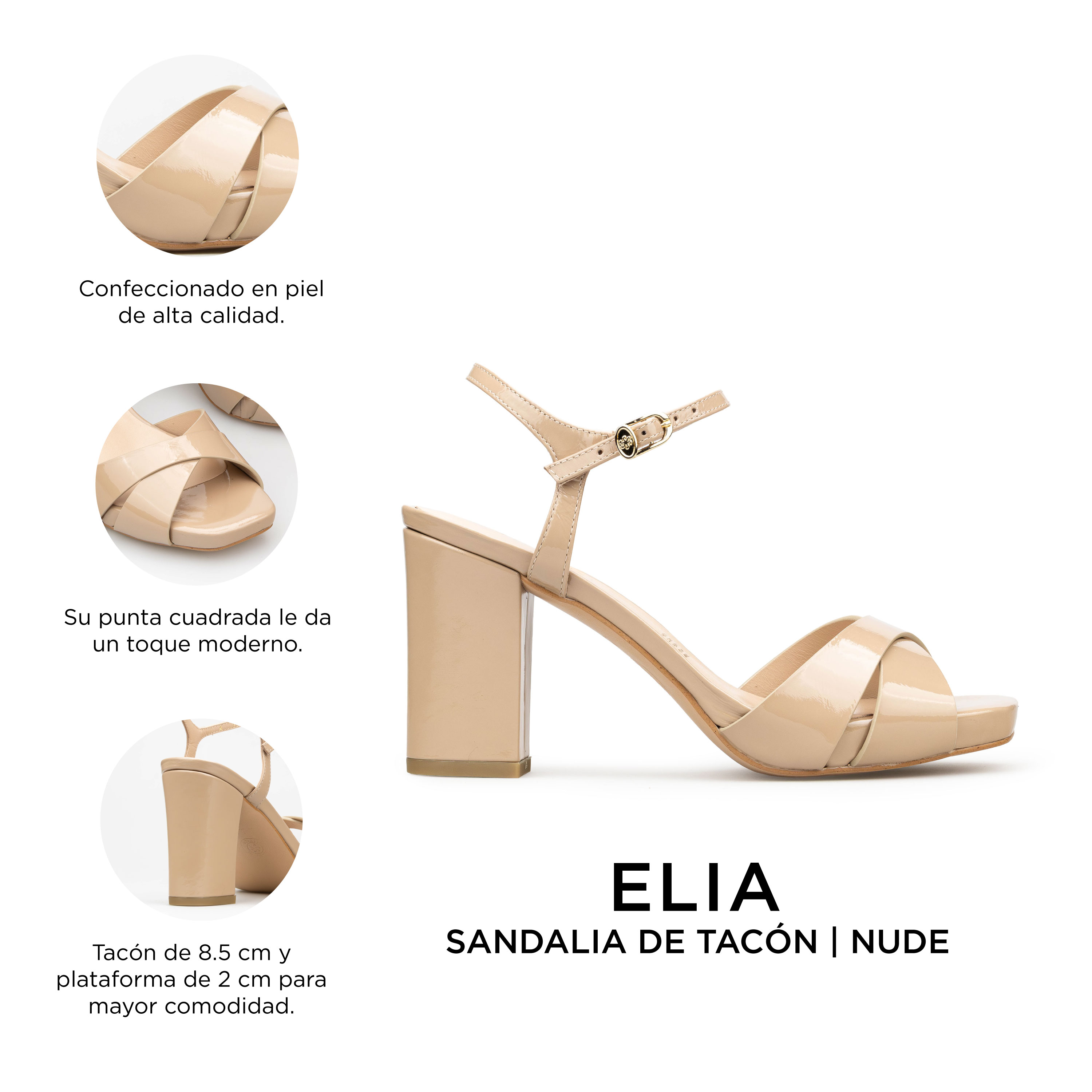 Zapatillas De Tacón Davenia De Piel Sandalia Para Dama Elia Nude