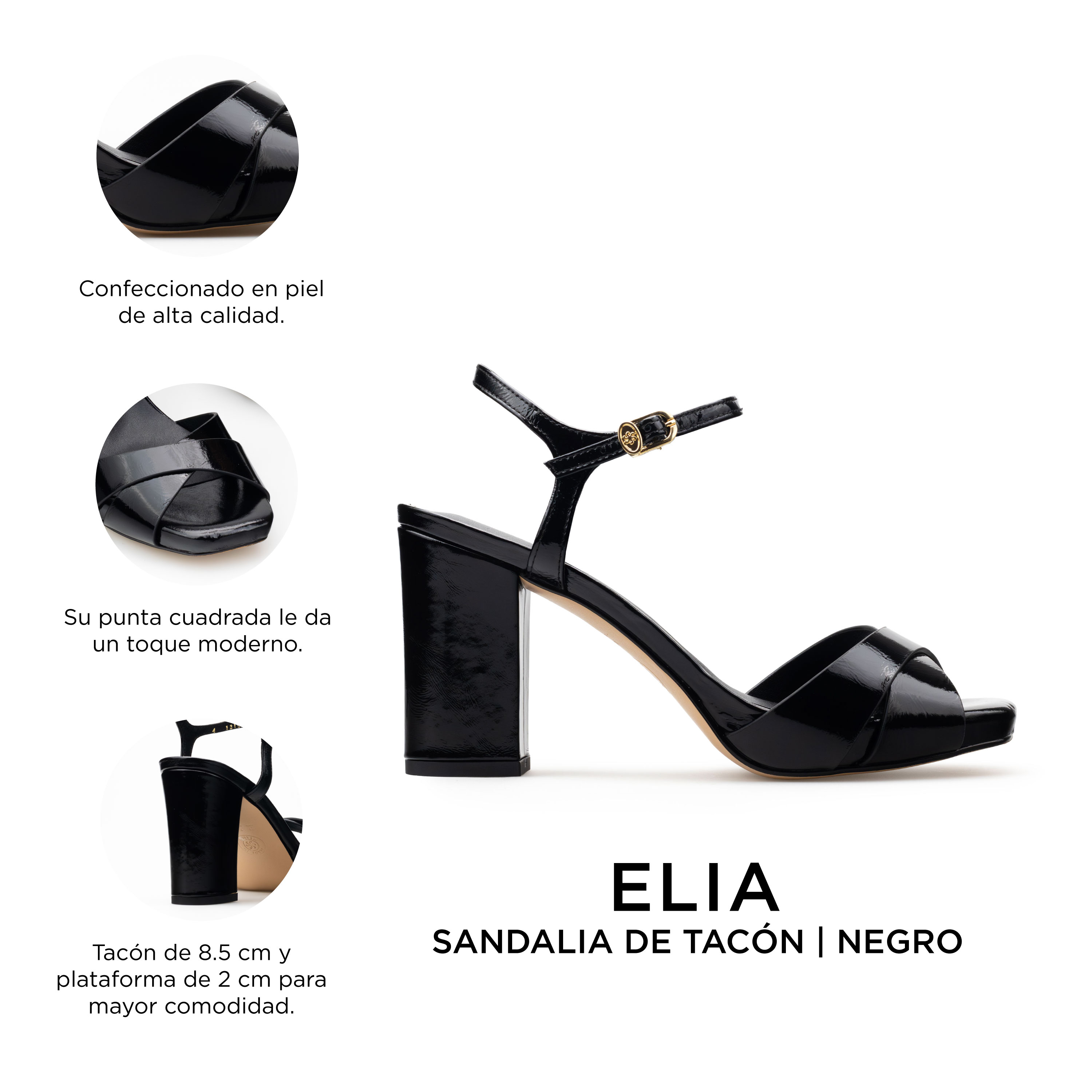Zapatillas De Tacón Davenia De Piel Sandalia Para Dama Elia