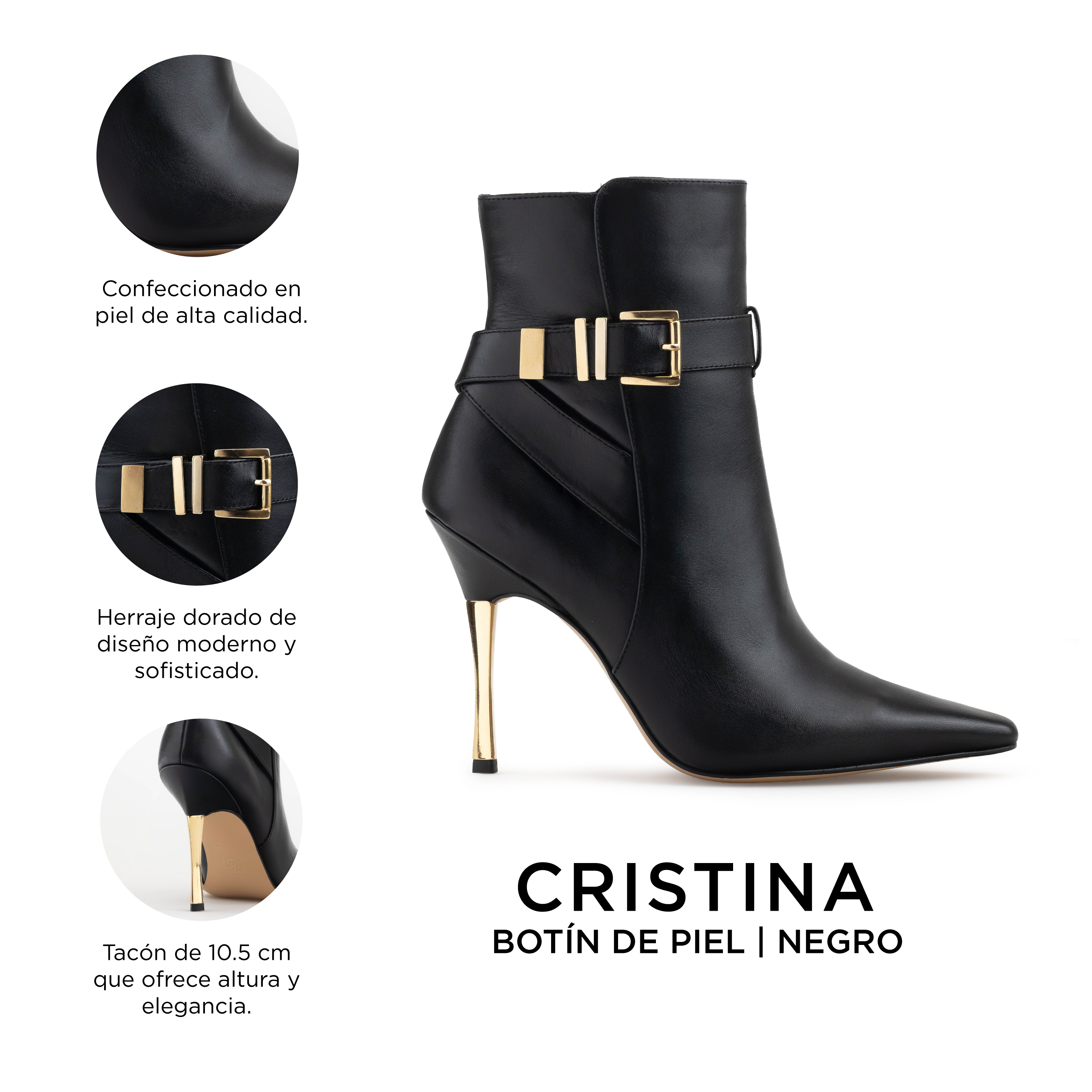 Botines Para Mujer Elegantes Botas Piel Davenia Mod.Cristina