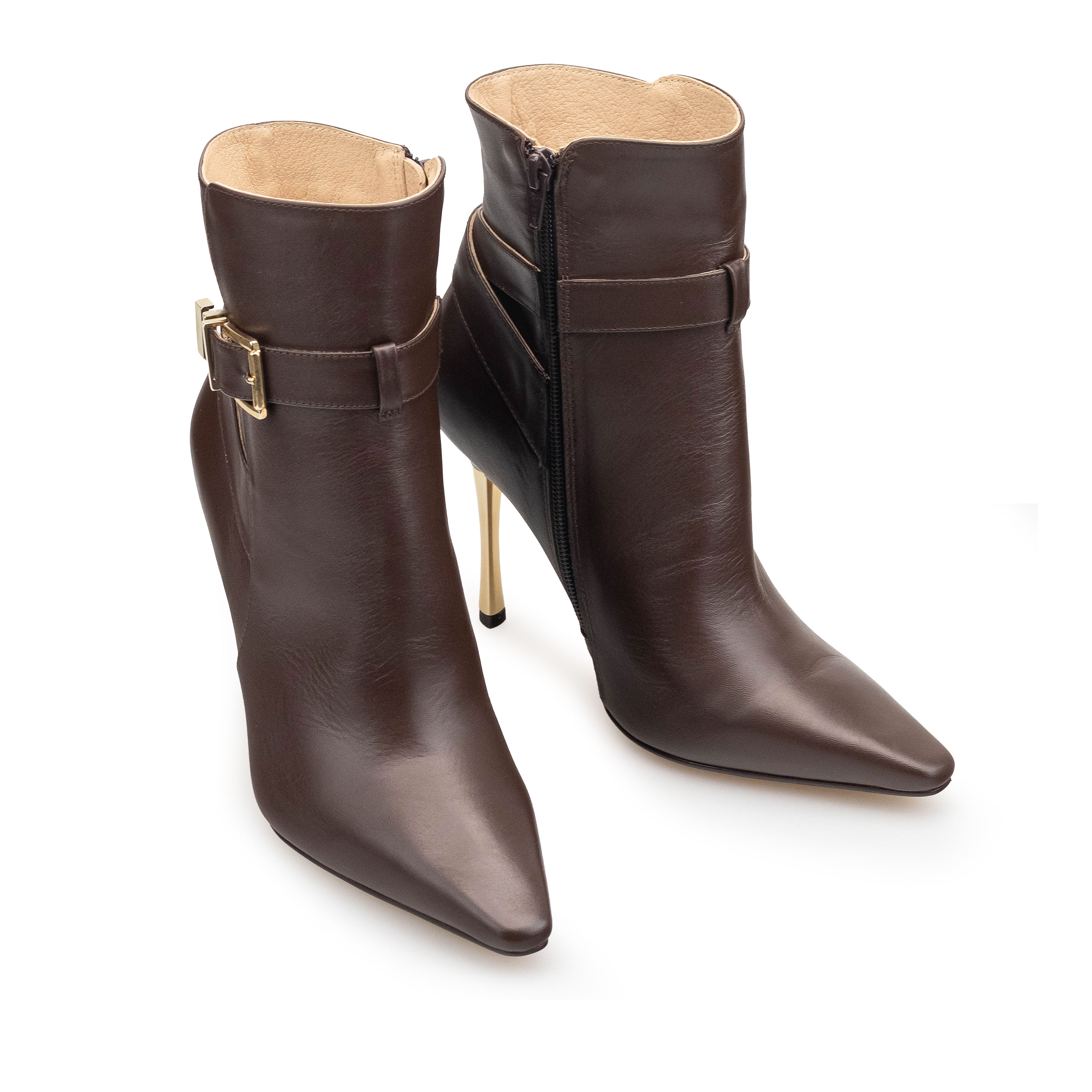 Botines Para Mujer Elegantes Botas Piel Davenia Mod.Cristina Café