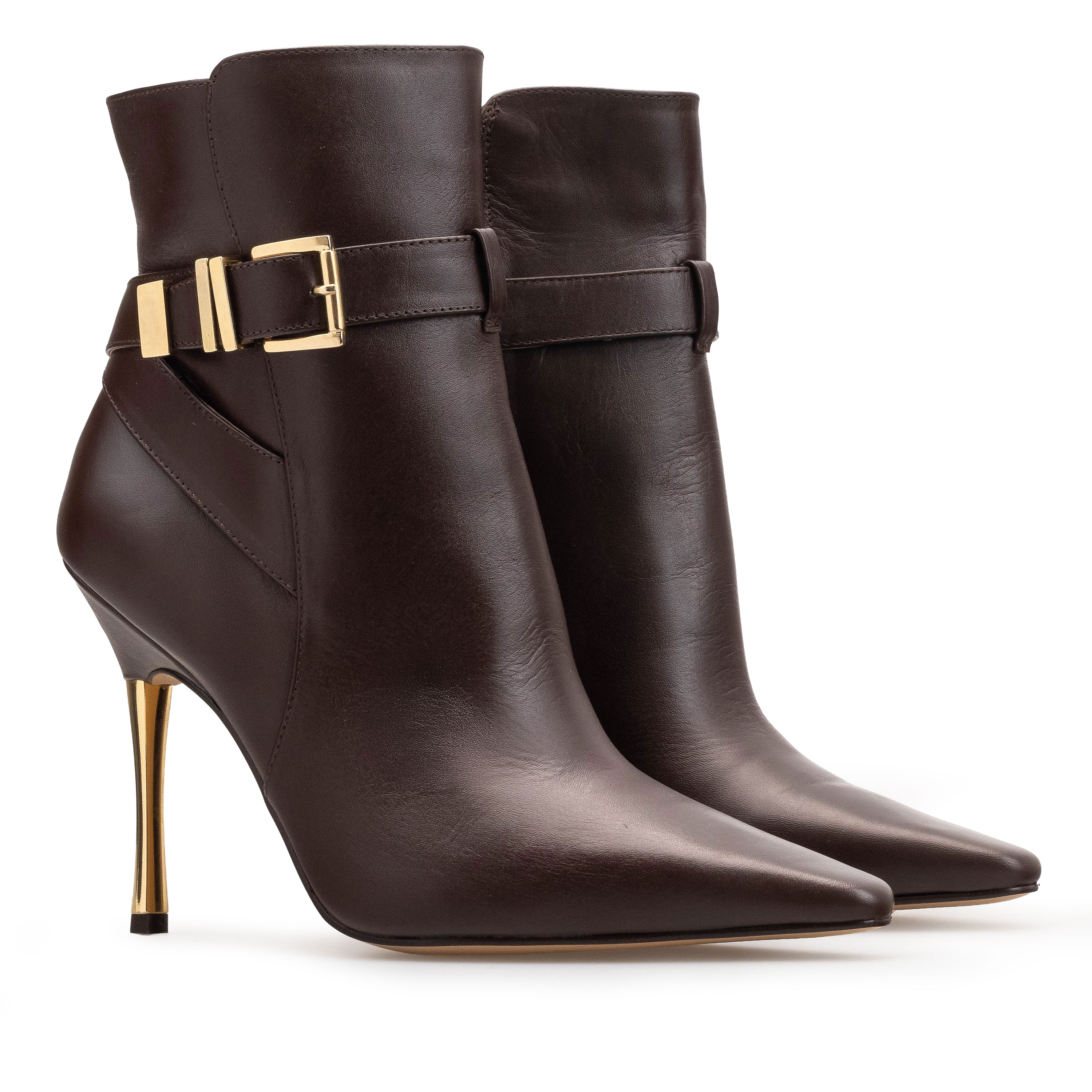 Botines Para Mujer Elegantes Botas Piel Davenia Mod.Cristina Café