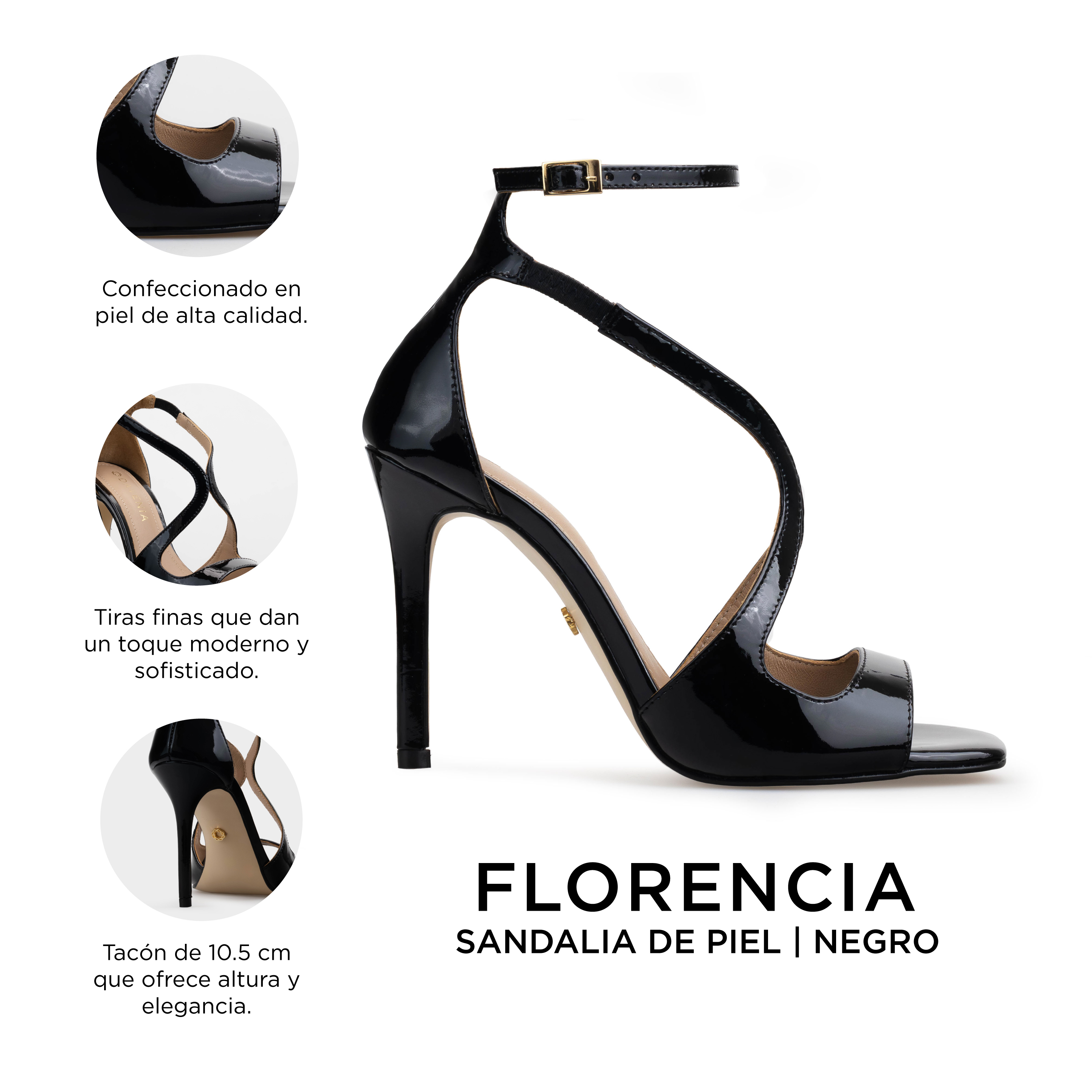 Zapatillas De Tacón Davenia De Piel Sandalia De Tacón Para Dama Mod. Florencia