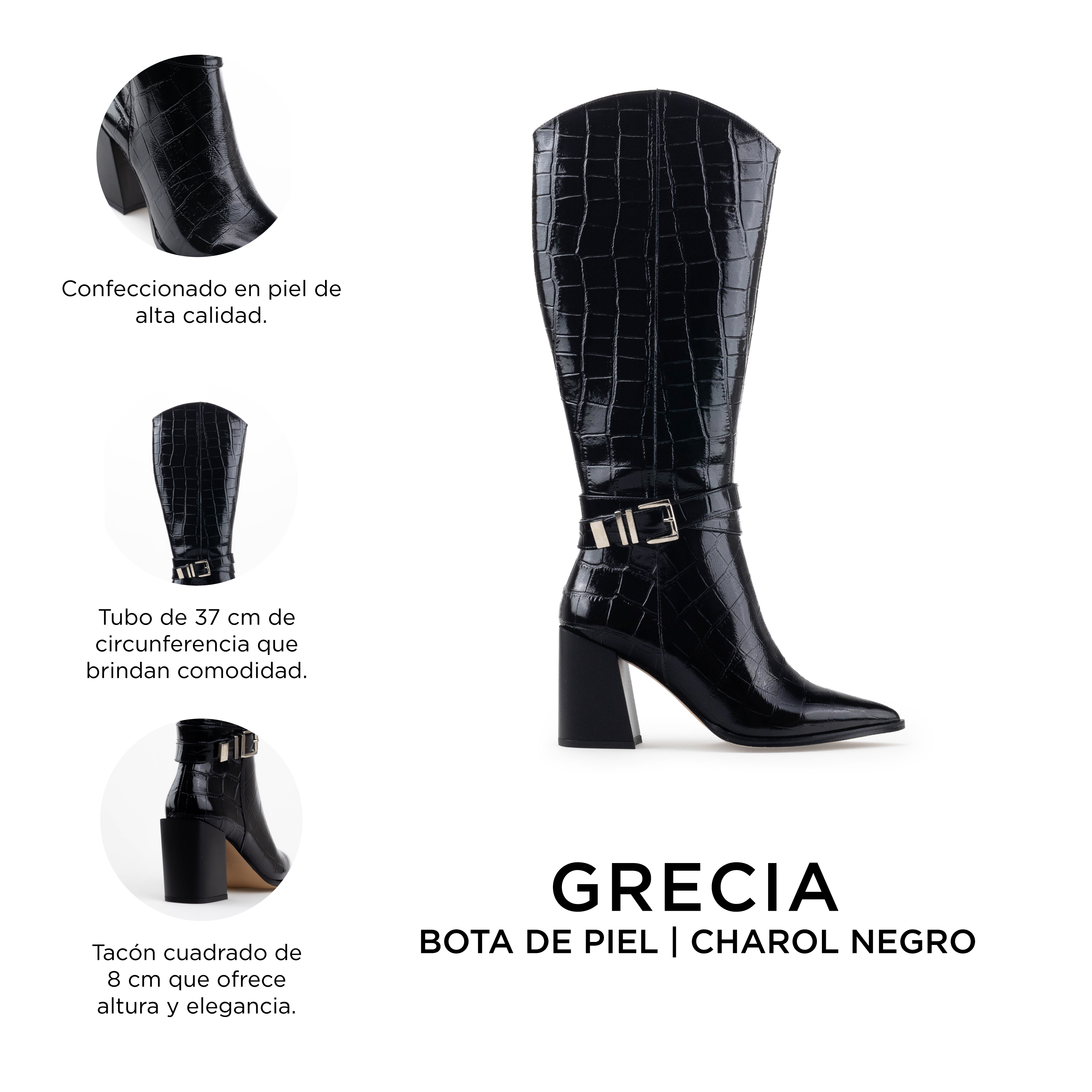 Bota De Piel Alta Para Mujer Davenia Mod. Grecia