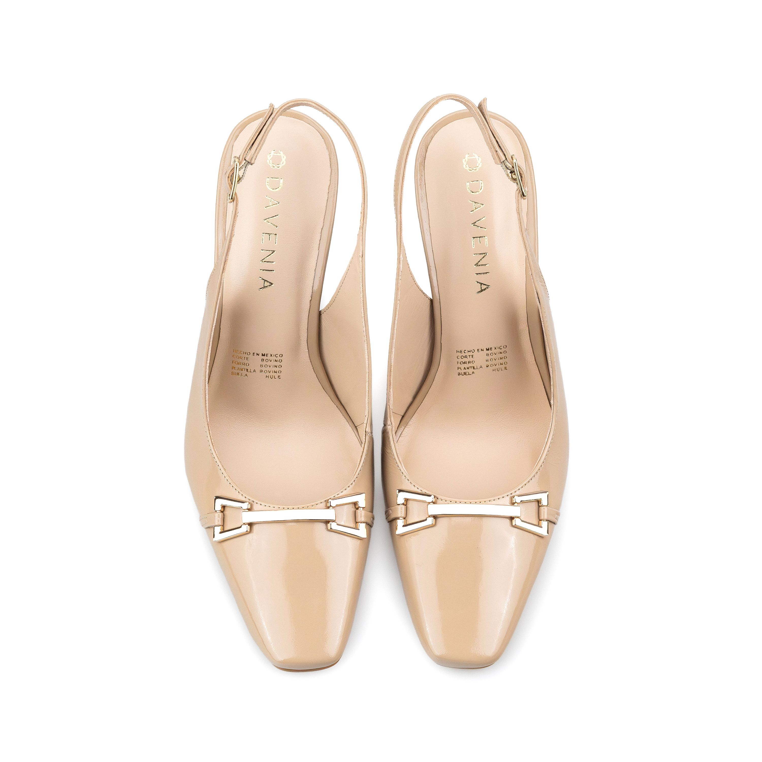 Zapatillas De Tacón Elegantes De Mujer De Piel Davenia Mod. Alexia nude