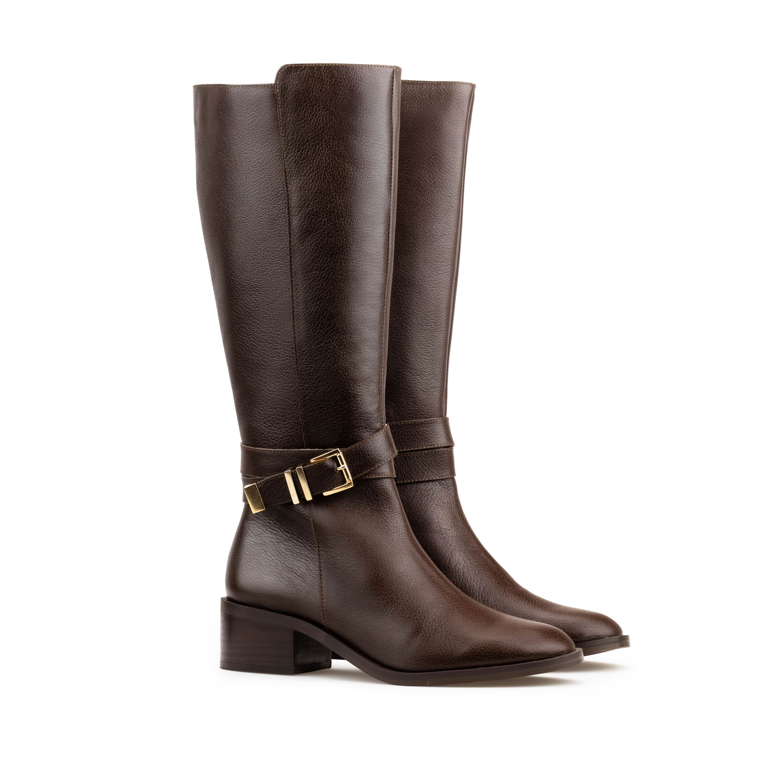 Botas Altas De Piel Para Dama Davenia Mod.Beatriz Café