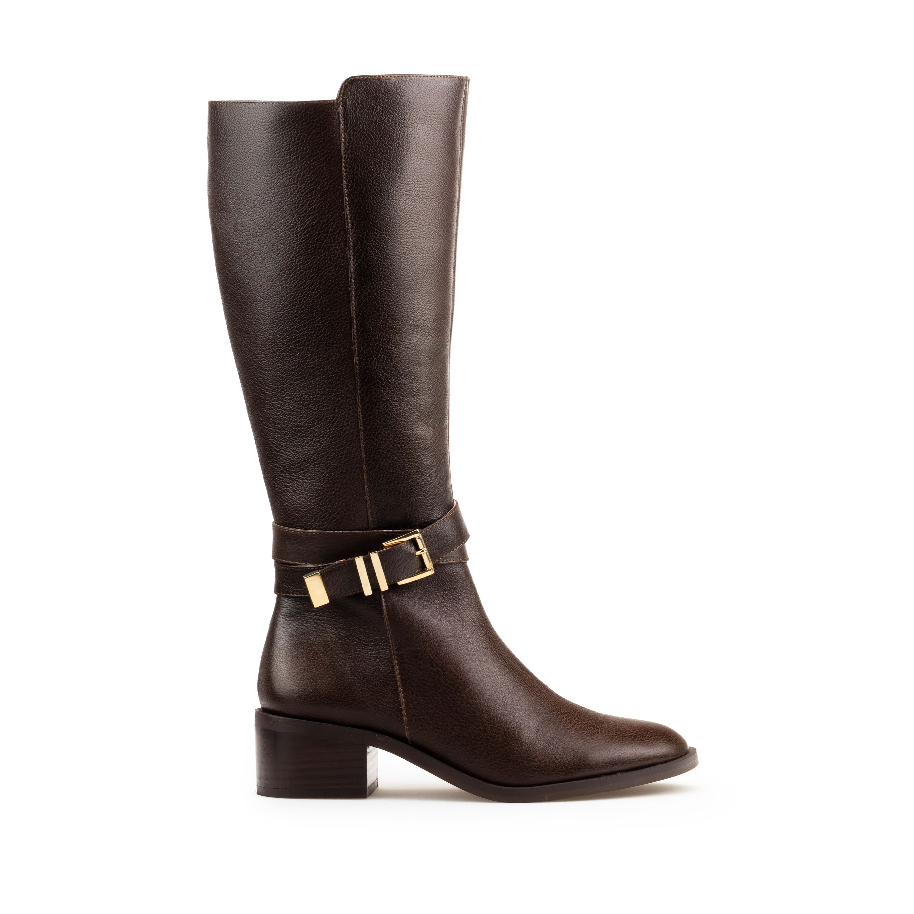 Botas Altas De Piel Para Dama Davenia Mod.Beatriz Café