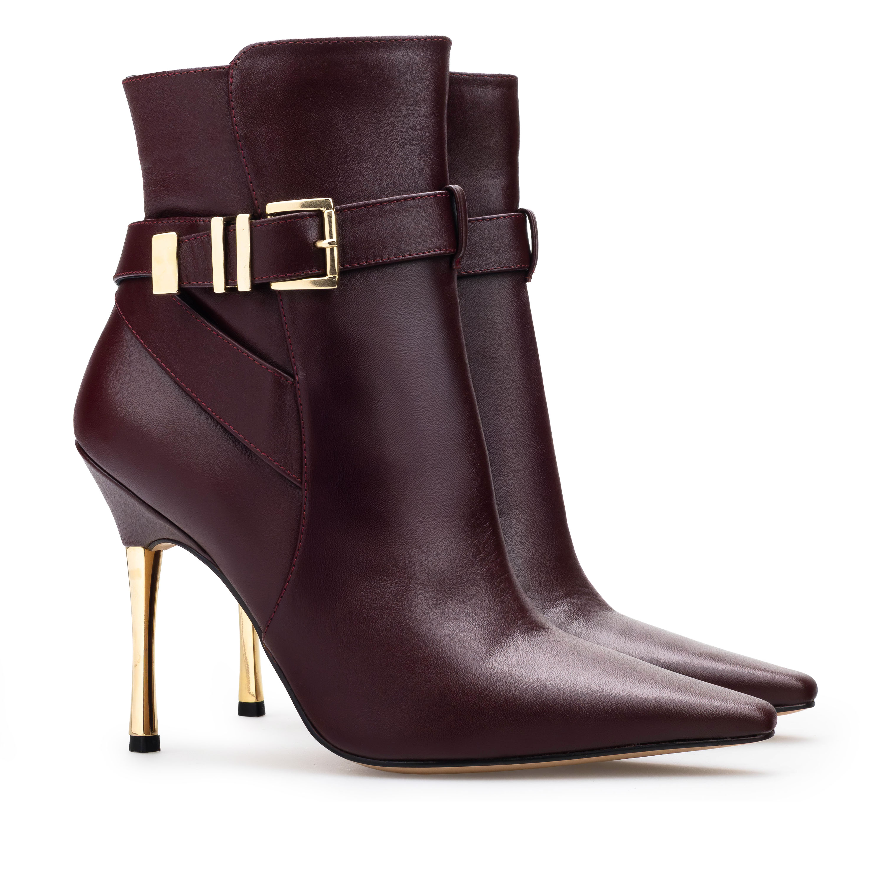 Botines Para Mujer Elegantes Botas Piel Davenia Mod. Cristina Vino
