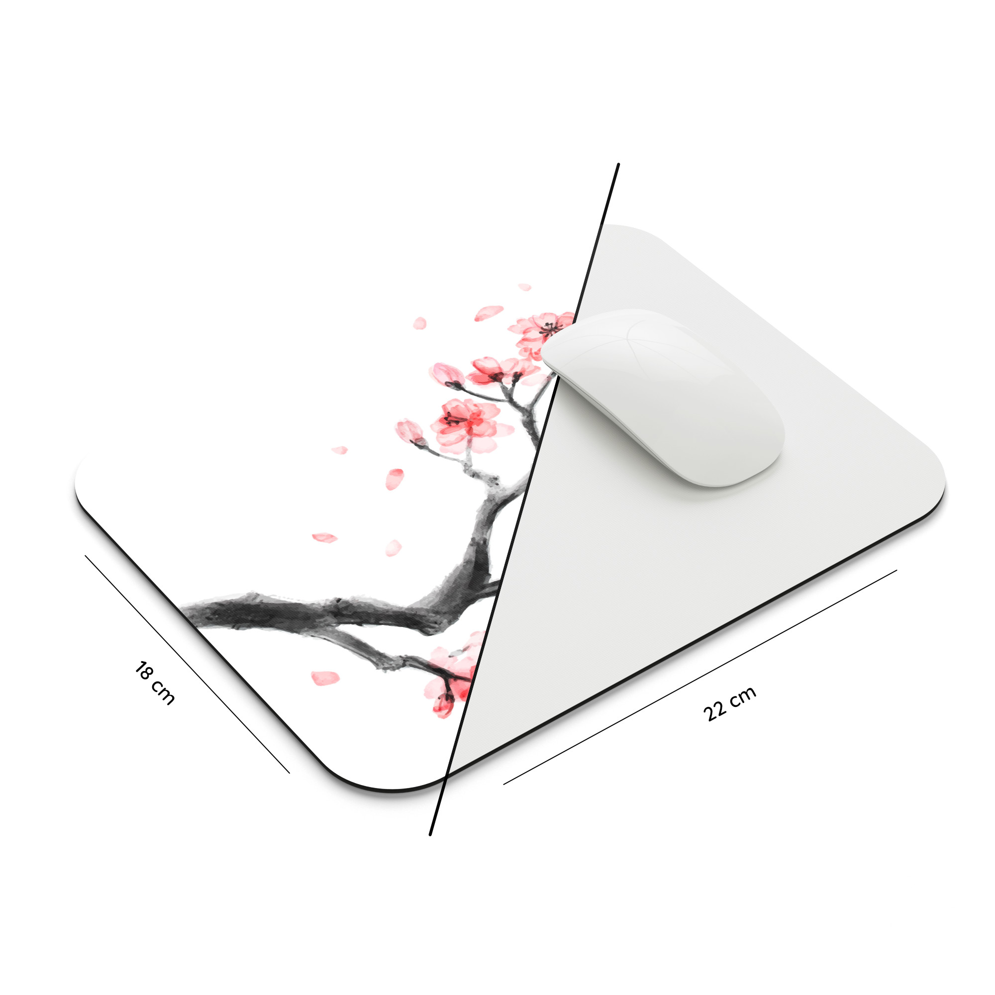 Mousepad  SAKURA ACUARELA 18×22 cm Tapete Antideslizante Alfombrilla para Mouse de Neopreno Moderno