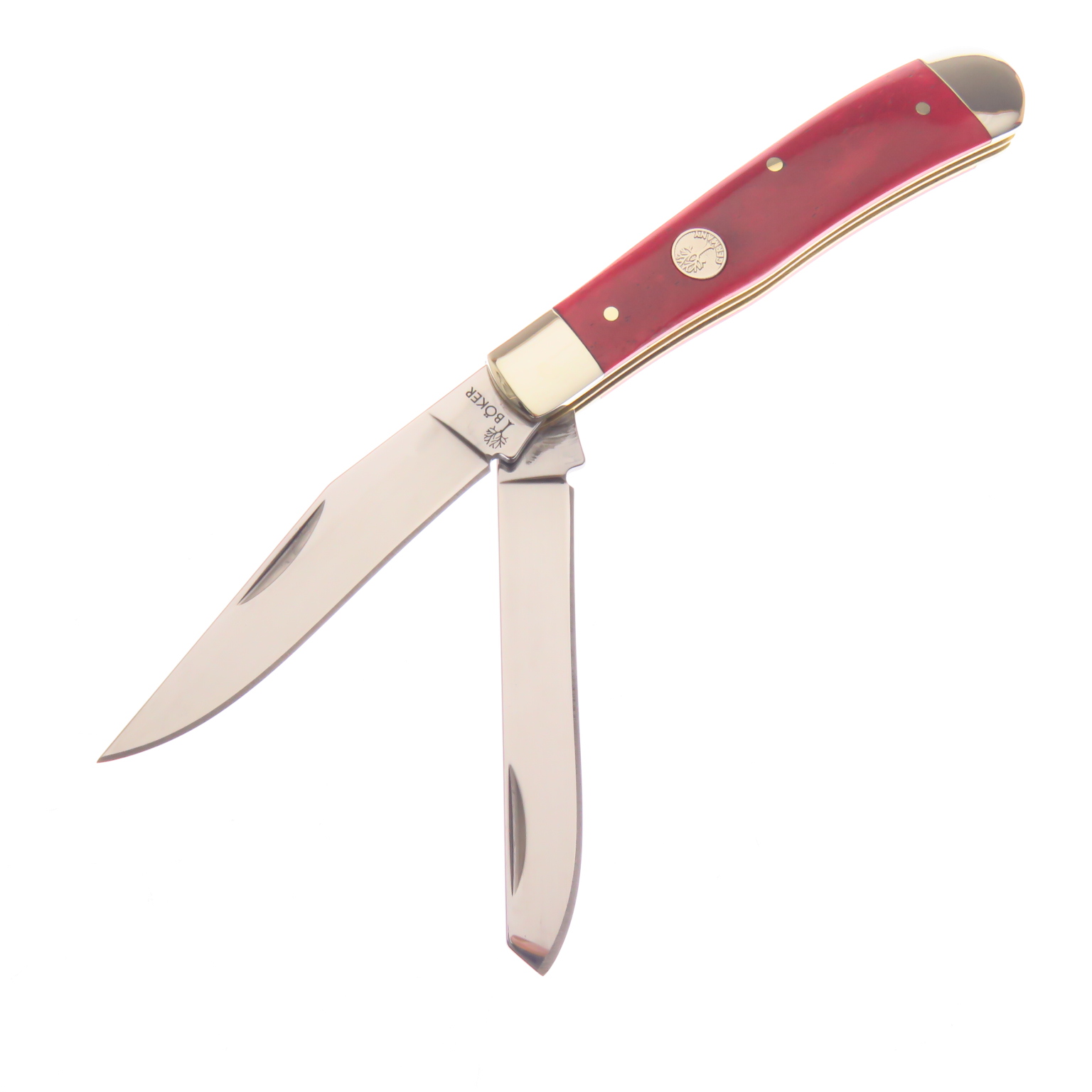 Bo110882 Boker Navaja Trapper Hueso Rojo Alto Carbon 1095 Rojo
