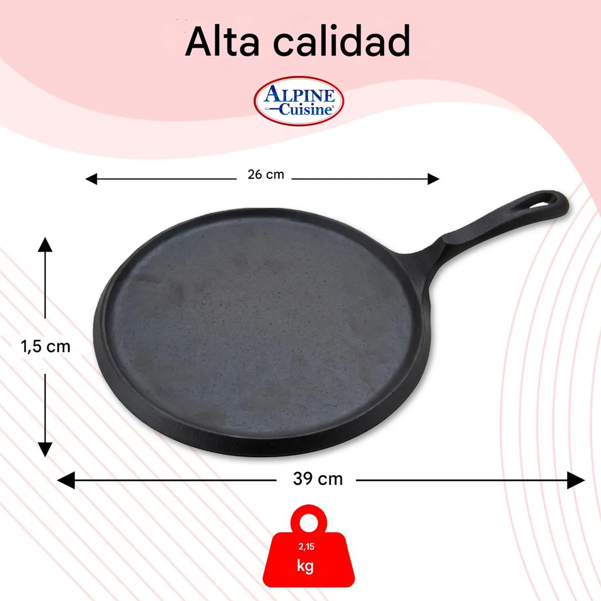 Comal De Hierro Fundido Alpine Cuisine 25 Cm Negro