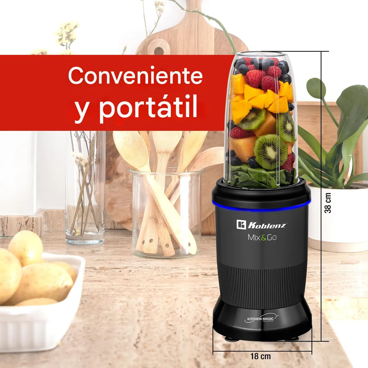 Procesador Licuadora Personal Koblenz Mix&go Bkm-1000 Negro