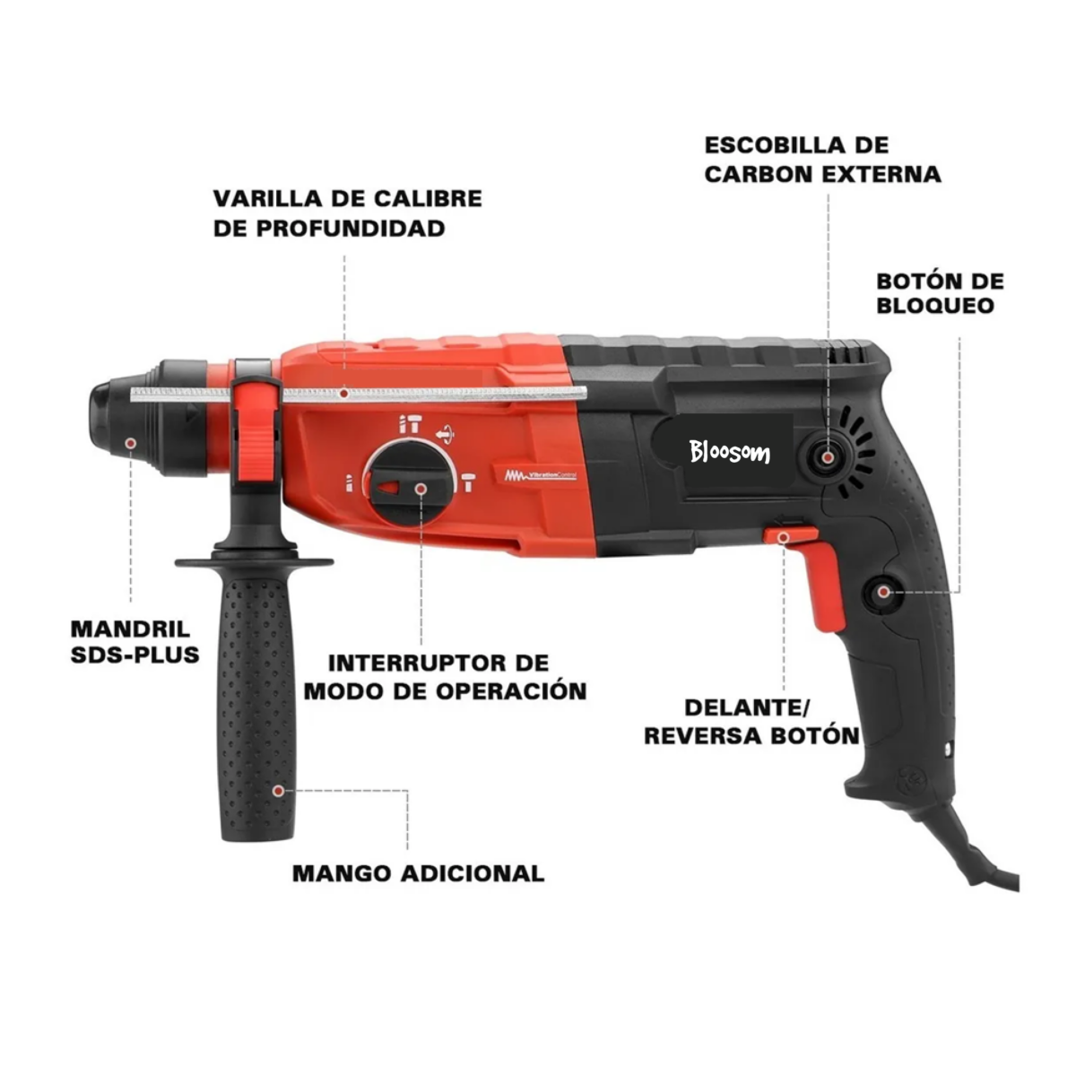 Rotomartillo Cincelador Perforador De 800w, Naranja