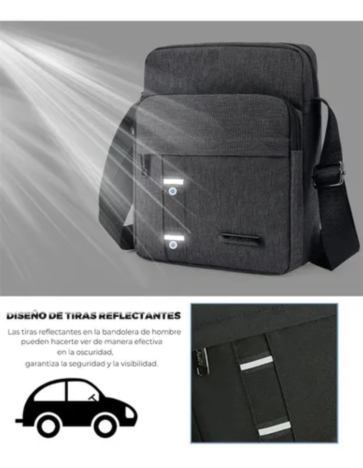 Bandolera Hombre Bolso Hombro Crossbody Bag Negocio negro 