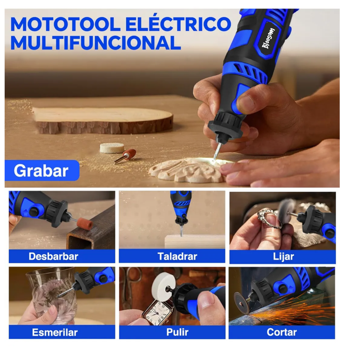 Mini Taladro Mototool De Pulido De Grabado, Azul