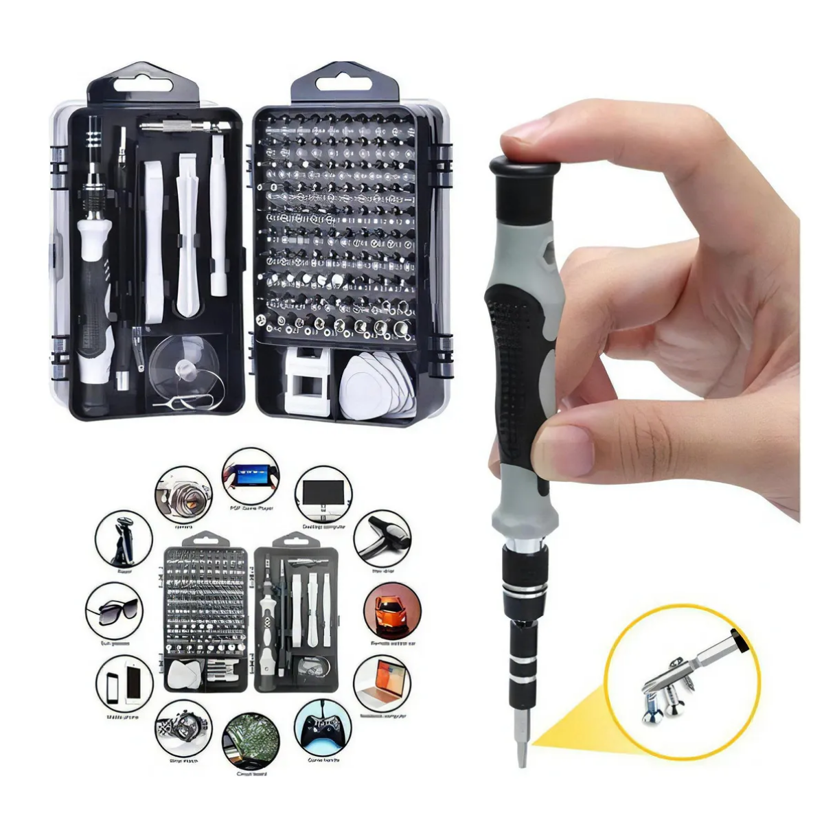 Kit De Desarmadores Y Herramientas De Precisión 115 En 1, Negro