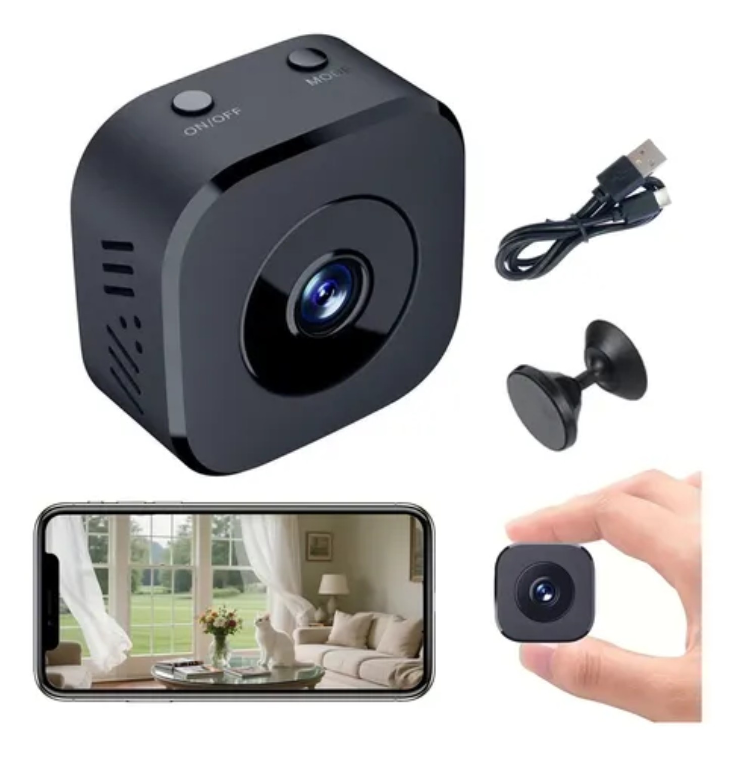 Hd Mini Cámara Espía Hd Wifi Cámaras De Seguridad negra