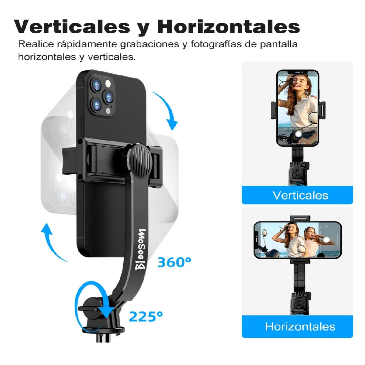 Palo Selfies Trípode Bluetooth Selfie Stick Remoto, Negro
