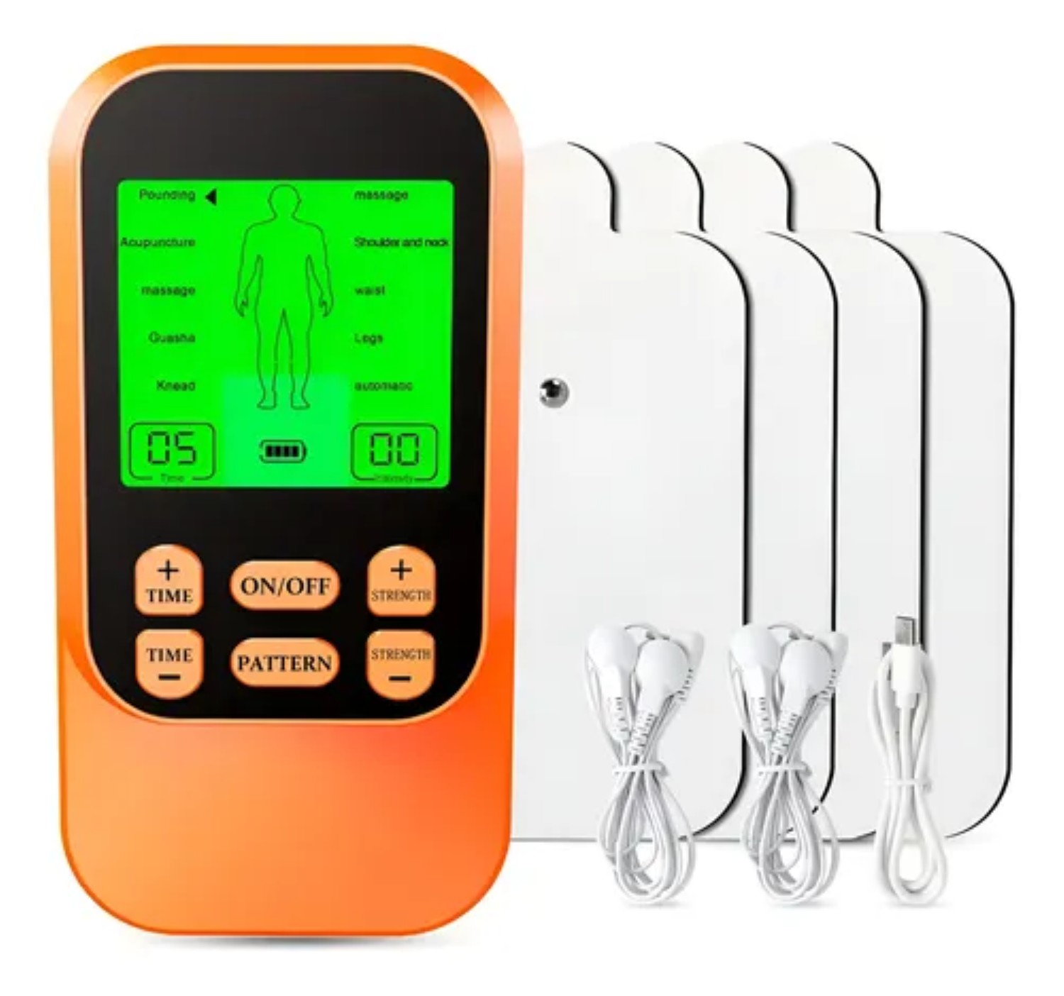 Tens Ems Electroestimulador Muscular Para Terapia De Impulso Naranja