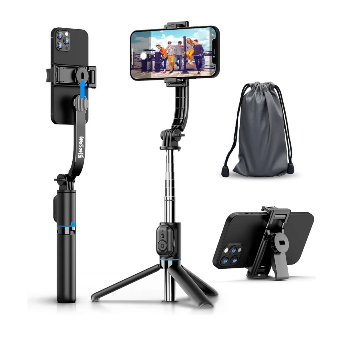 Palo Selfies Trípode Bluetooth Selfie Stick Remoto, Negro