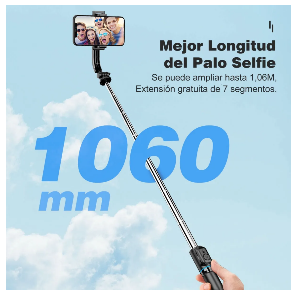 Palo Selfies Trípode Bluetooth Selfie Stick Remoto, Negro