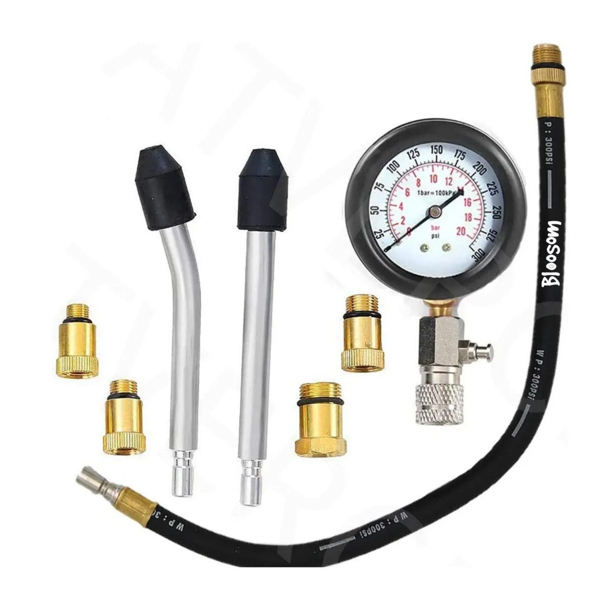 Kit Compresómetro Auto Medidor Compresión Cilindros Motor, Estuche naranja