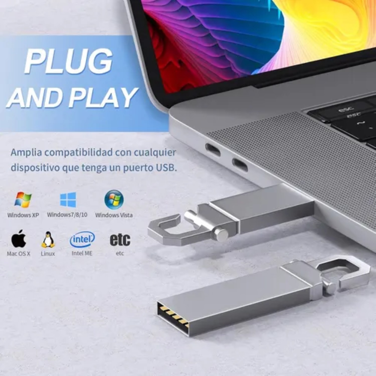 Memoria Usb 2tb Alta Velocidad 3.1 (2000 Gb) Flash Drive plata