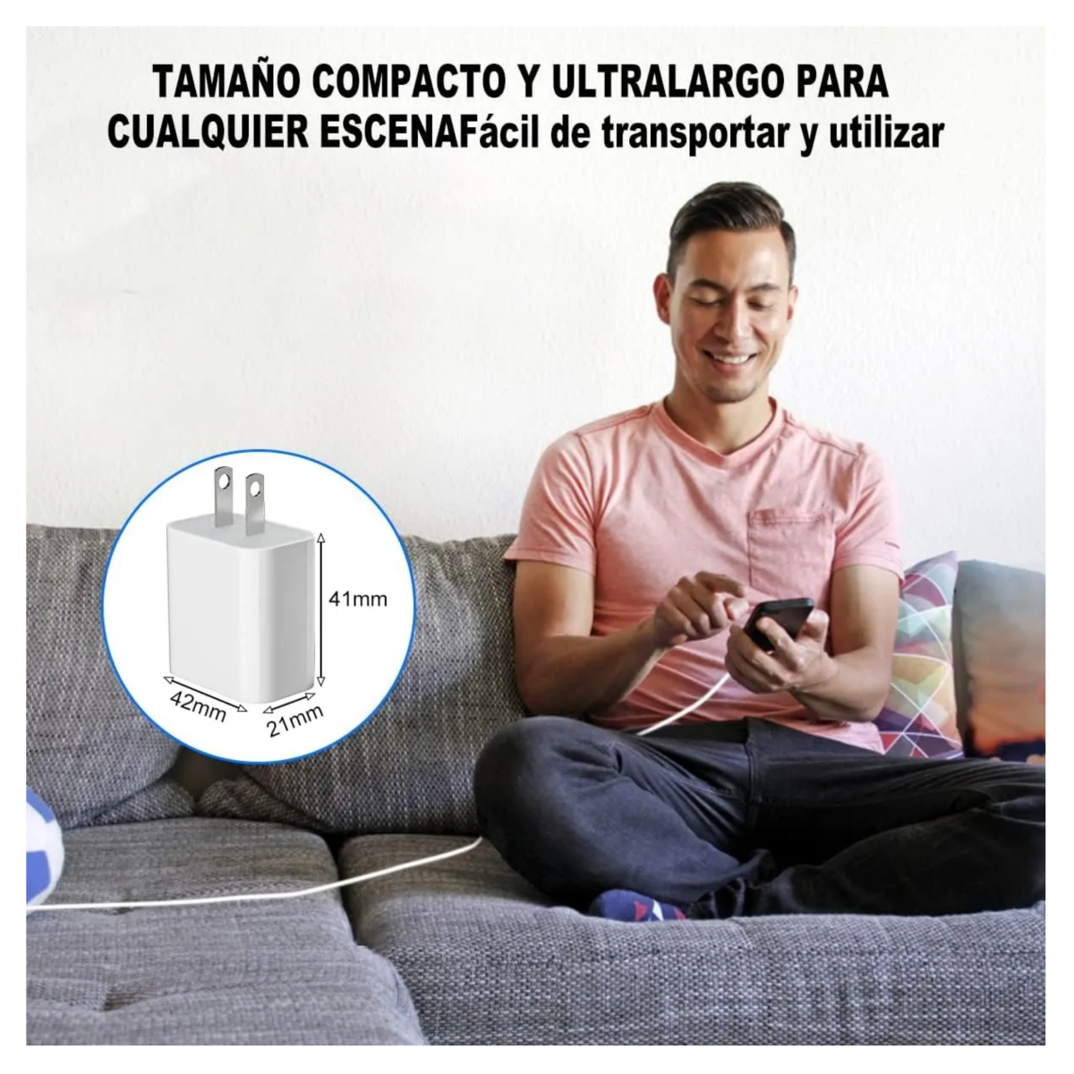 Kit 2Pzas Cargador Tipo C 20w Carga Rápida Para iPhone 14 13 12 11, Blanco