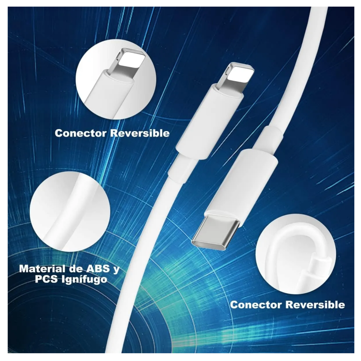 Kit 2Pzas Cargador Tipo C 20w Carga Rápida Para iPhone 14 13 12 11, Blanco