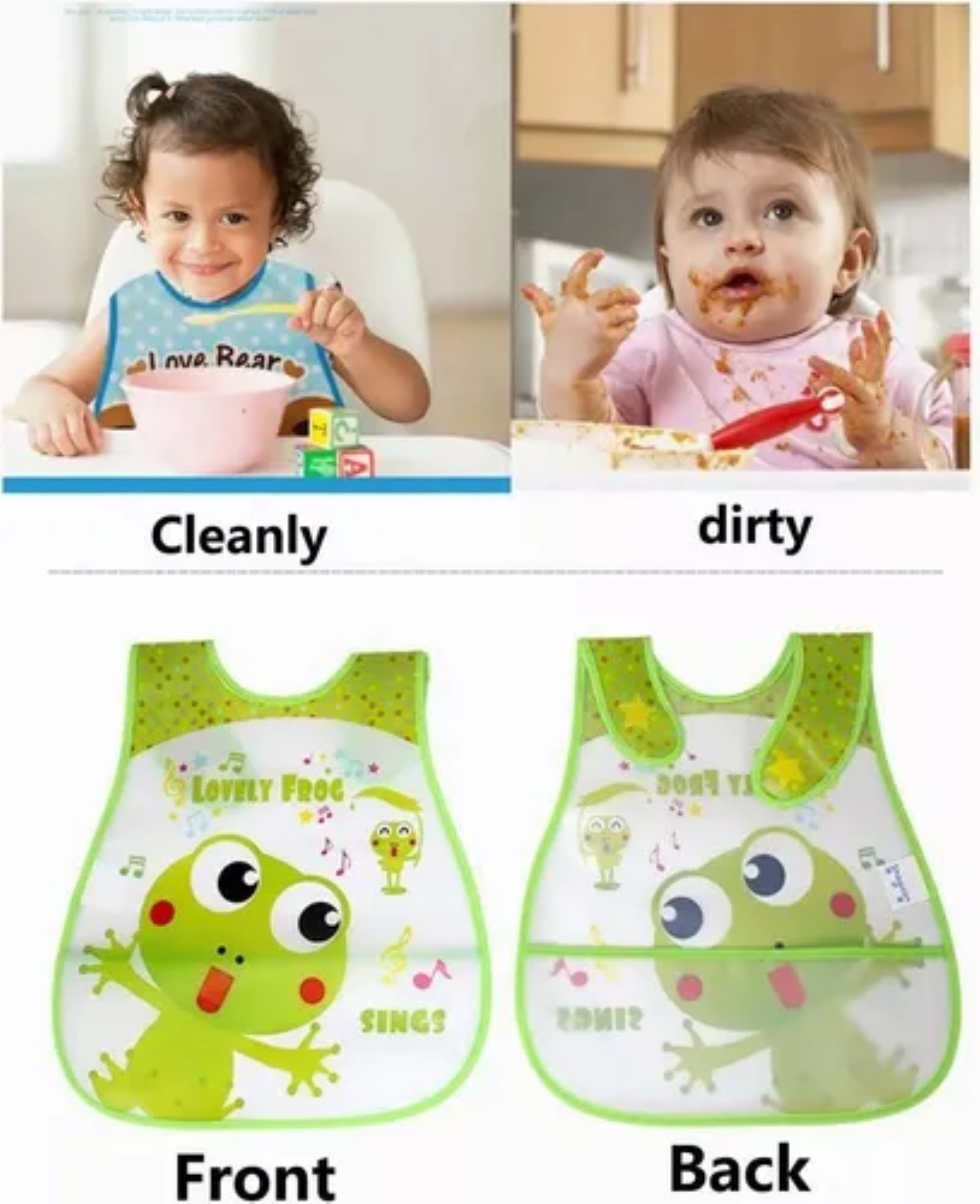 10 Pcs Impermeables Eva Plástico Bebé Baberos Unisex Colores 