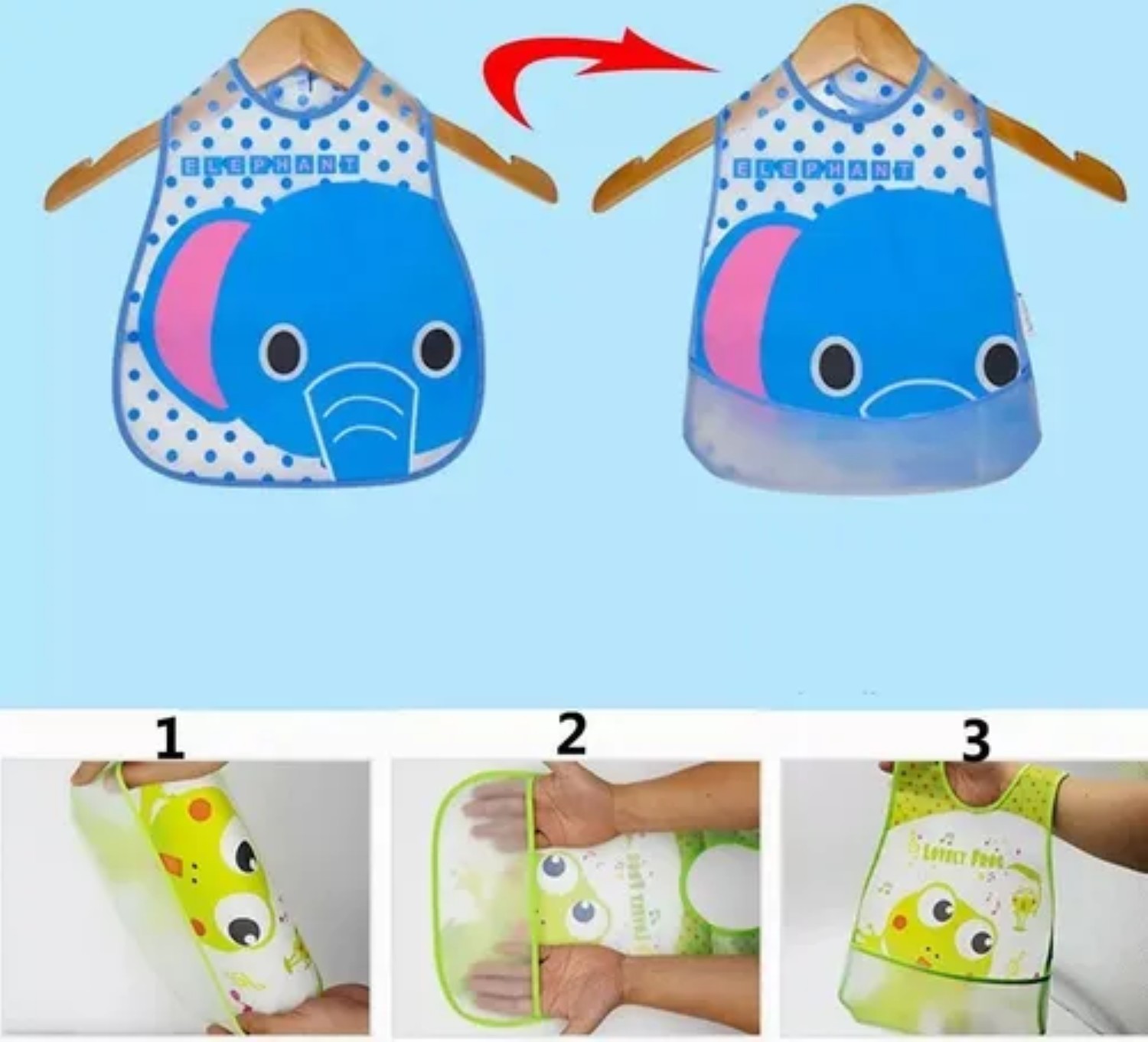 10 Pcs Impermeables Eva Plástico Bebé Baberos Unisex Colores 