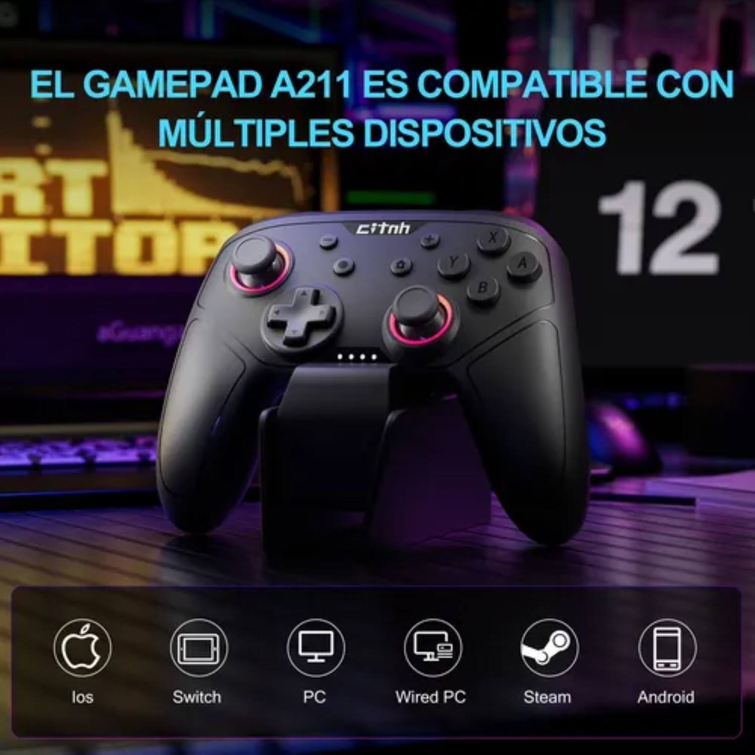 Mando Inalámbrico Para Nintendo Switch2 Y Joystick De Pc Negro