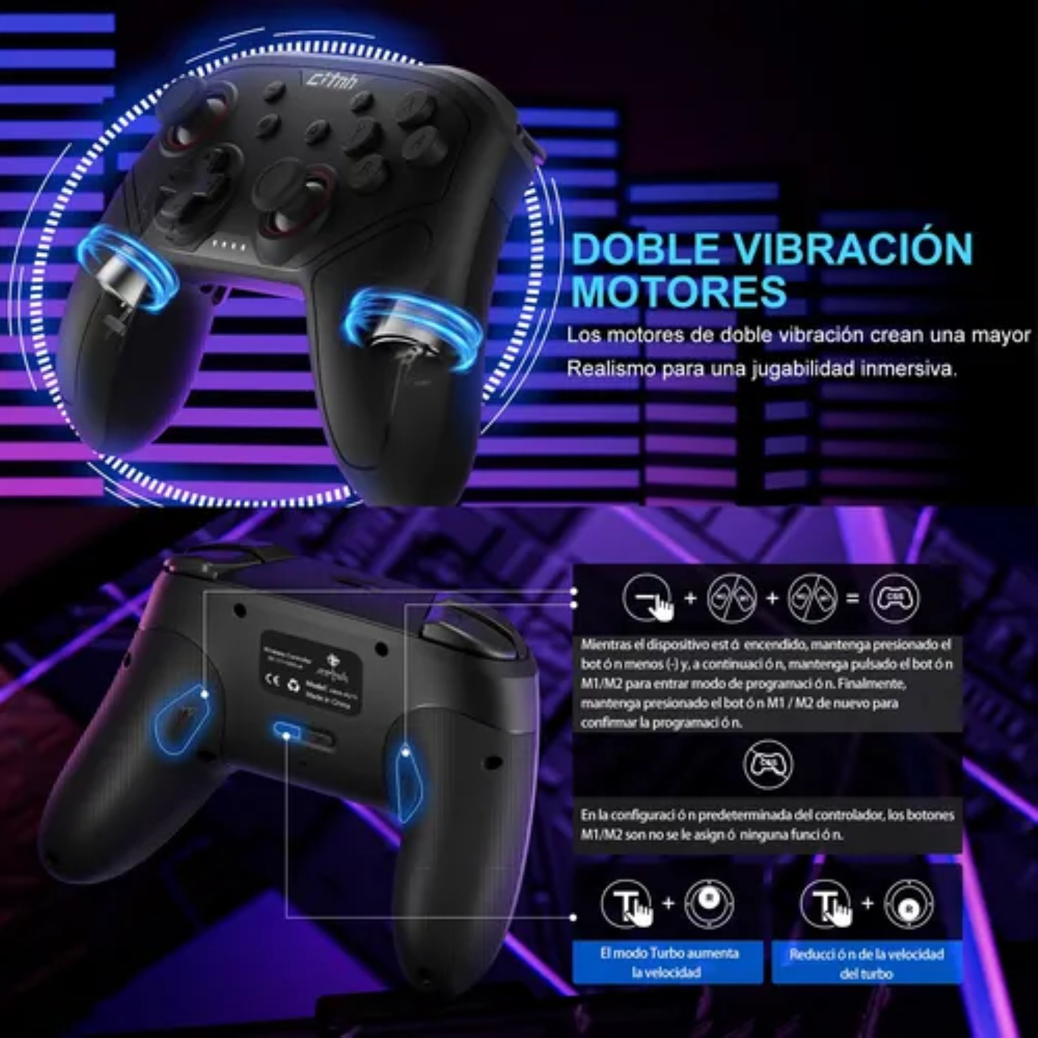 Mando Inalámbrico Para Nintendo Switch2 Y Joystick De Pc Negro
