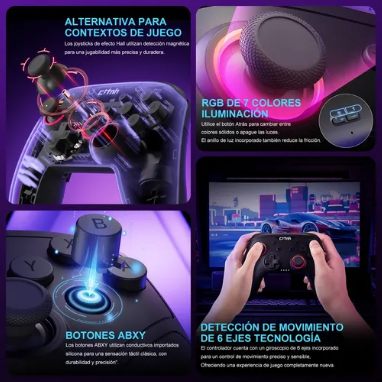 Mando Inalámbrico Para Nintendo Switch2 Y Joystick De Pc Negro