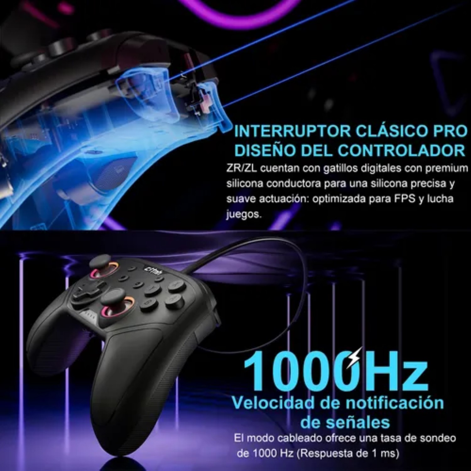Mando Inalámbrico Para Nintendo Switch2 Y Joystick De Pc Negro
