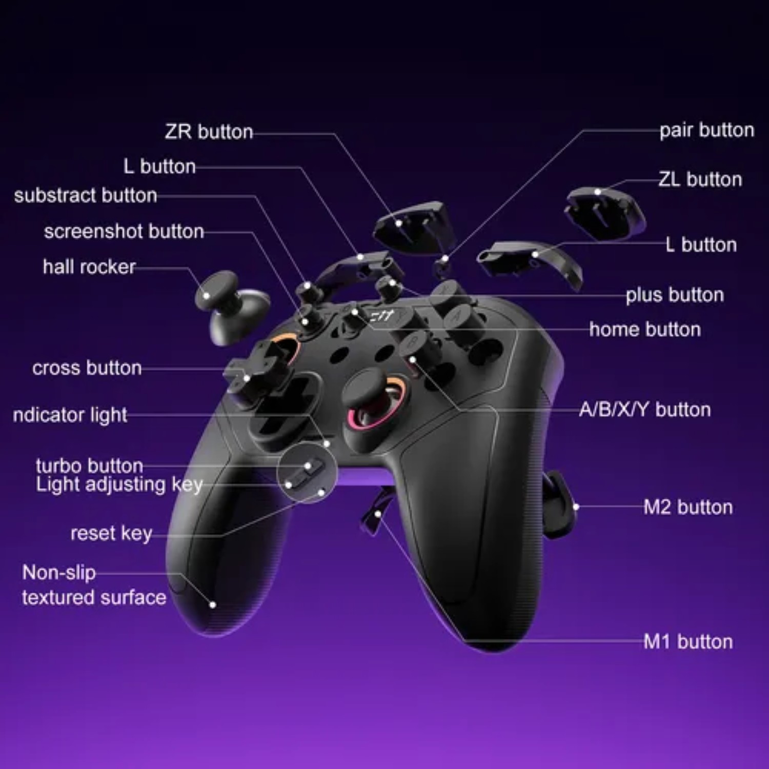 Mando Inalámbrico Para Nintendo Switch2 Y Joystick De Pc Negro