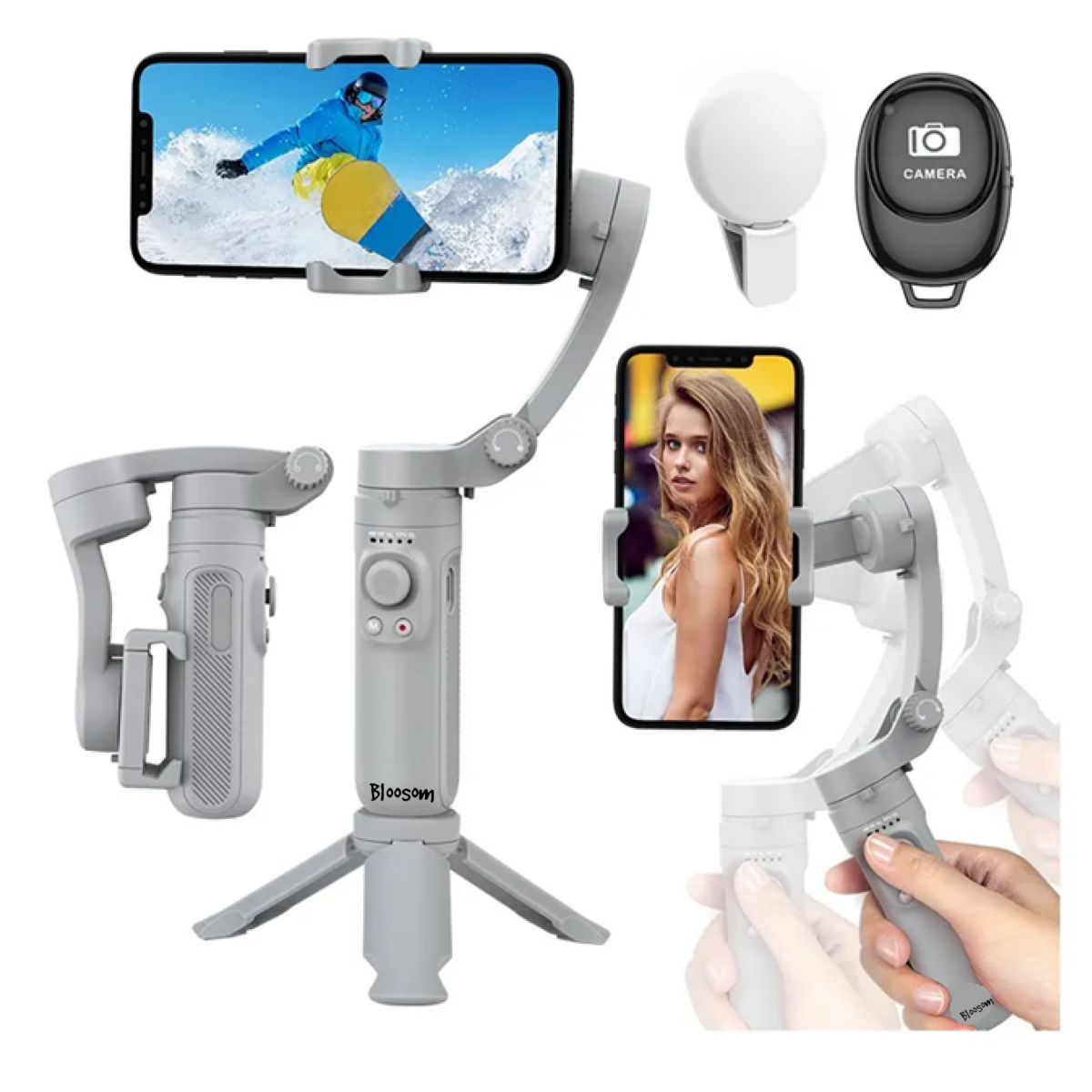 Estabilizador 3 Ejes Plegable Para Celular, Gris