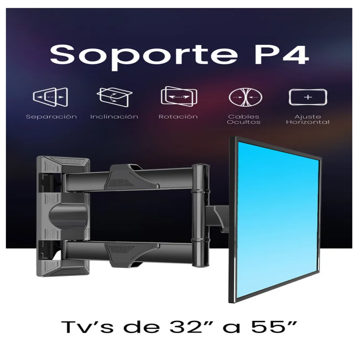 Soporte de pared para TV/Monitor de 32" a 55",  negro