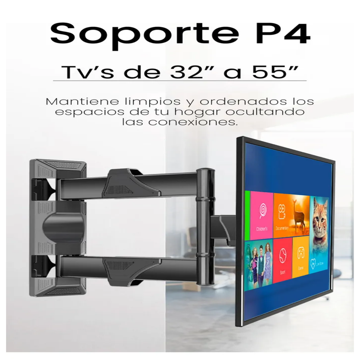 Soporte de pared para TV/Monitor de 32" a 55",  negro