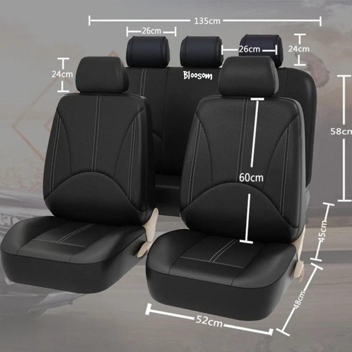 Fundas De Asiento De Coche Cuero Respirable 9 Piezas Bicolor Azul