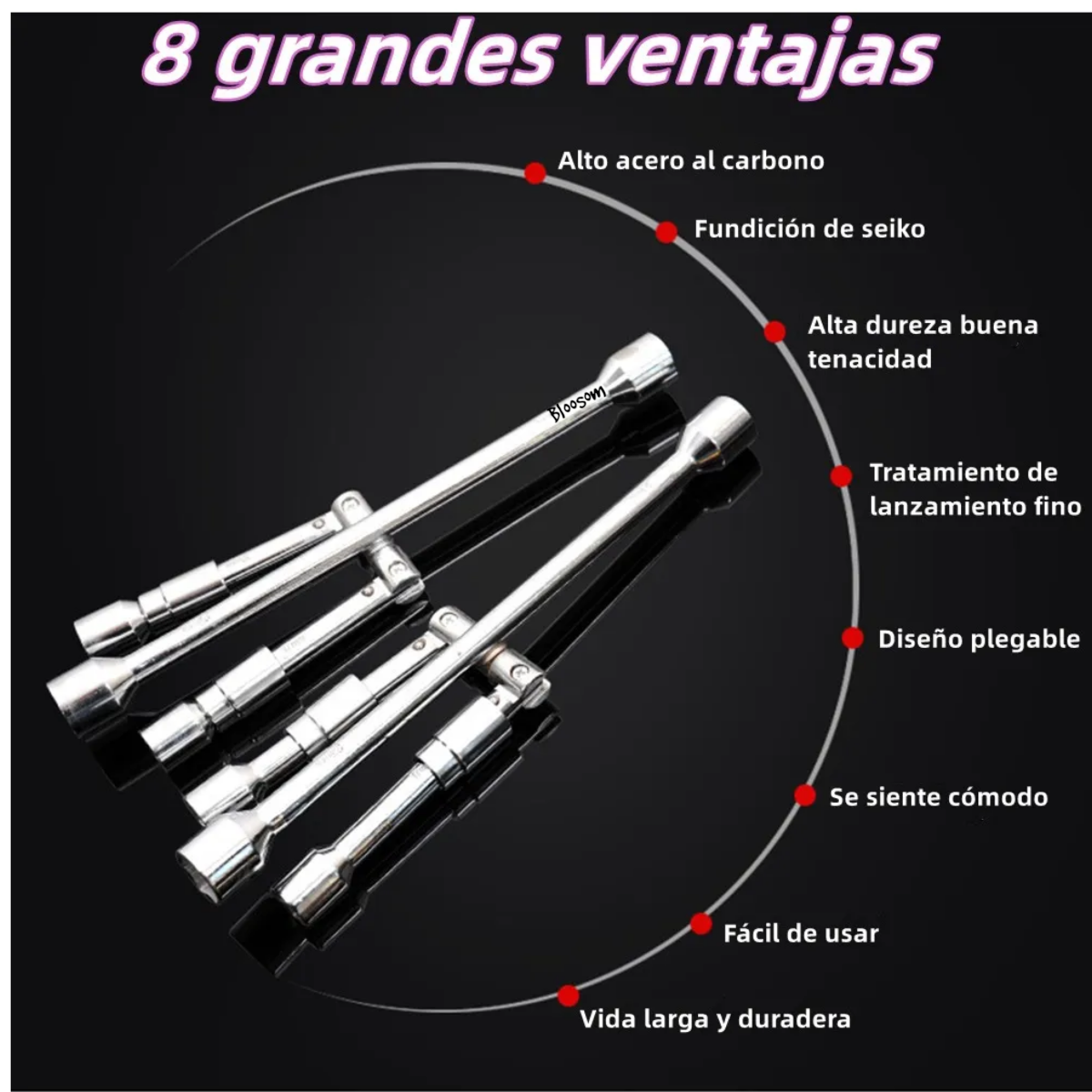 Kit 3pcs Llave Cruz Cruceta Reforzada Para Auto 17/19/21/23mm, Plata