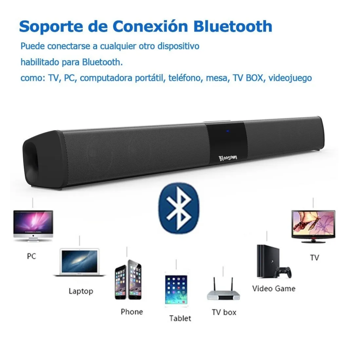 Barra De Sonido Bocina Bluetooth Recargable, Gris