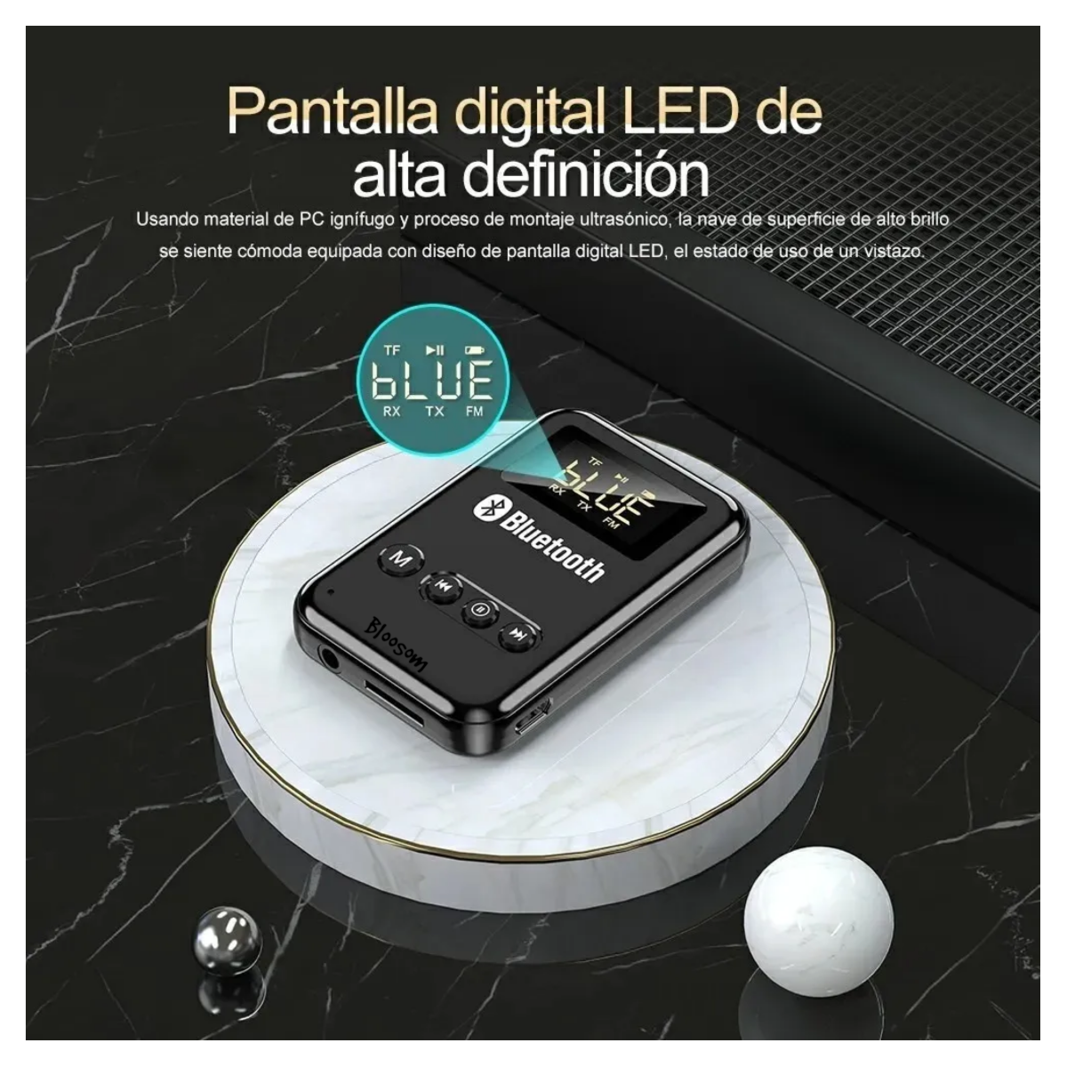Transmisor/receptor Bluetooth 5.0 Lcd Para Pc, Tv, Bocina, Negro