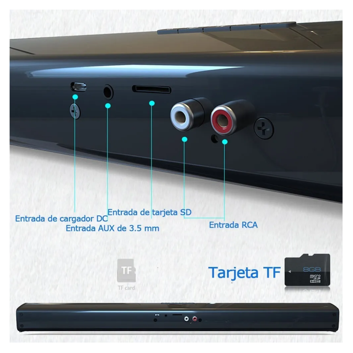 Barra De Sonido Bocina Bluetooth Recargable, Gris